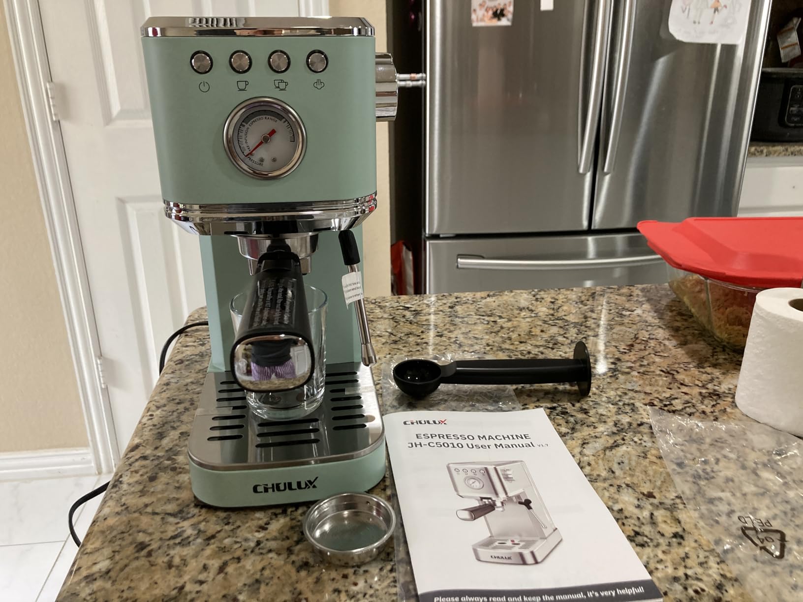 CHULUX Slim Espresso Machine with Milk Frother, 20 Bar Professional Italian Pump Espresso Coffee Machine for Home Cappuccino & Latte Maker, Stainless Steel, Creamy customer photo 2