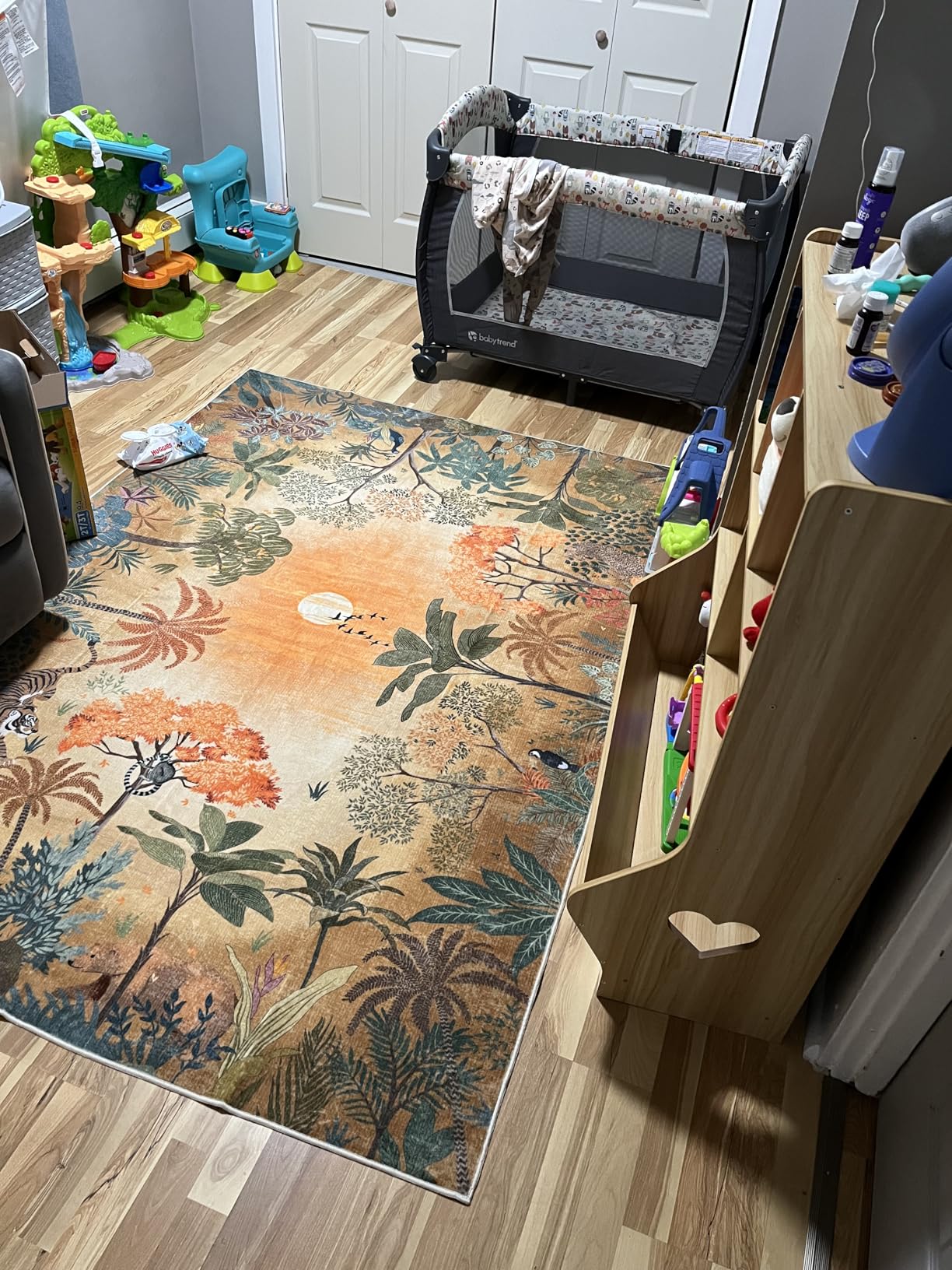 Lahome Jovence Midnight Jungle Green Rug, Washable 8x10 Rugs for Bedroom Living Room, Soft Forest Kids Rugs for Playroom, Non Slip Stain Resistant Floor Carpet for Office Dining Room customer photo 2