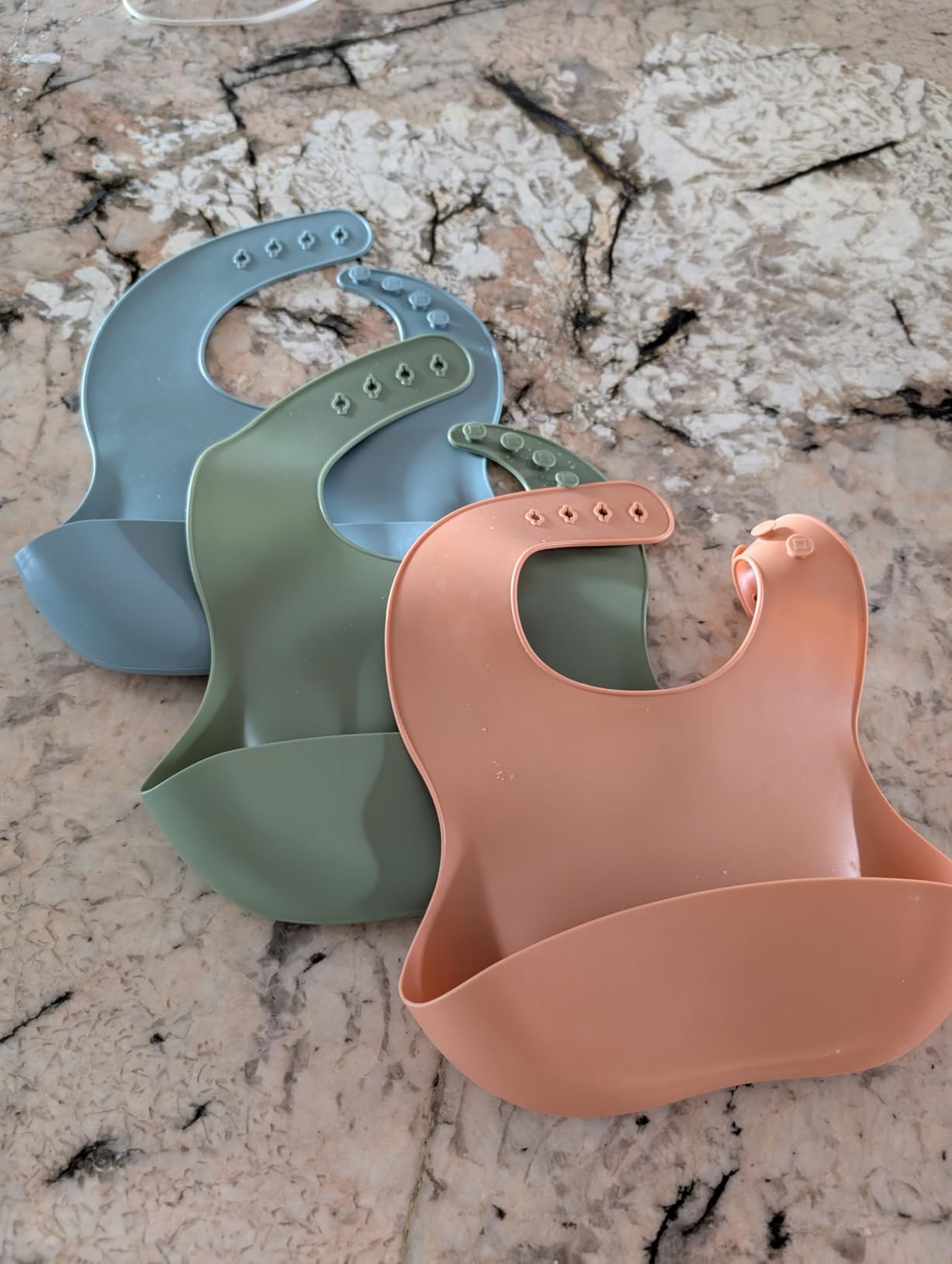 Cuddle Campus Set of 3 Silicone Bibs for Babies & Toddlers, Soft Adjustable Bibs with Pocket Food Catcher customer photo 2