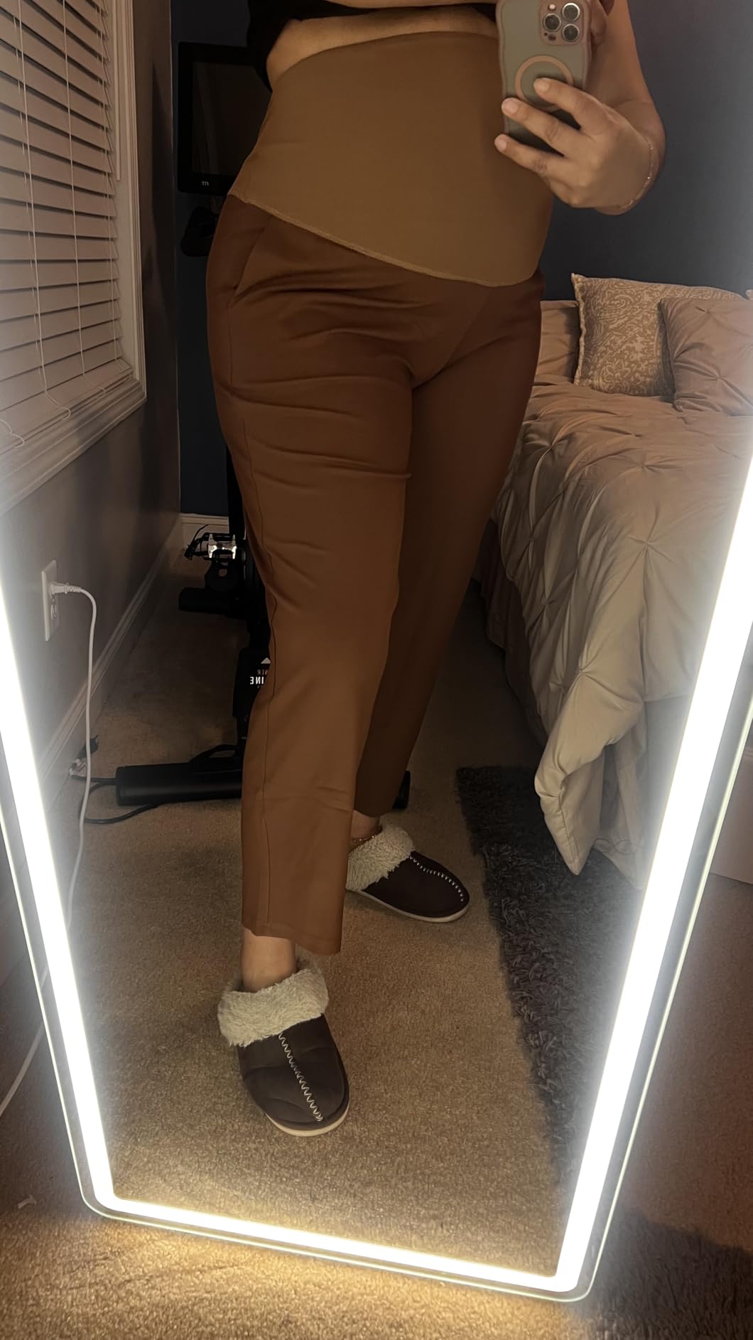 OUGES Womens Stretchy Maternity Over Belly Casual Work Straight Leg Pants Ankle Business Office Trousers with Pockets customer photo 1