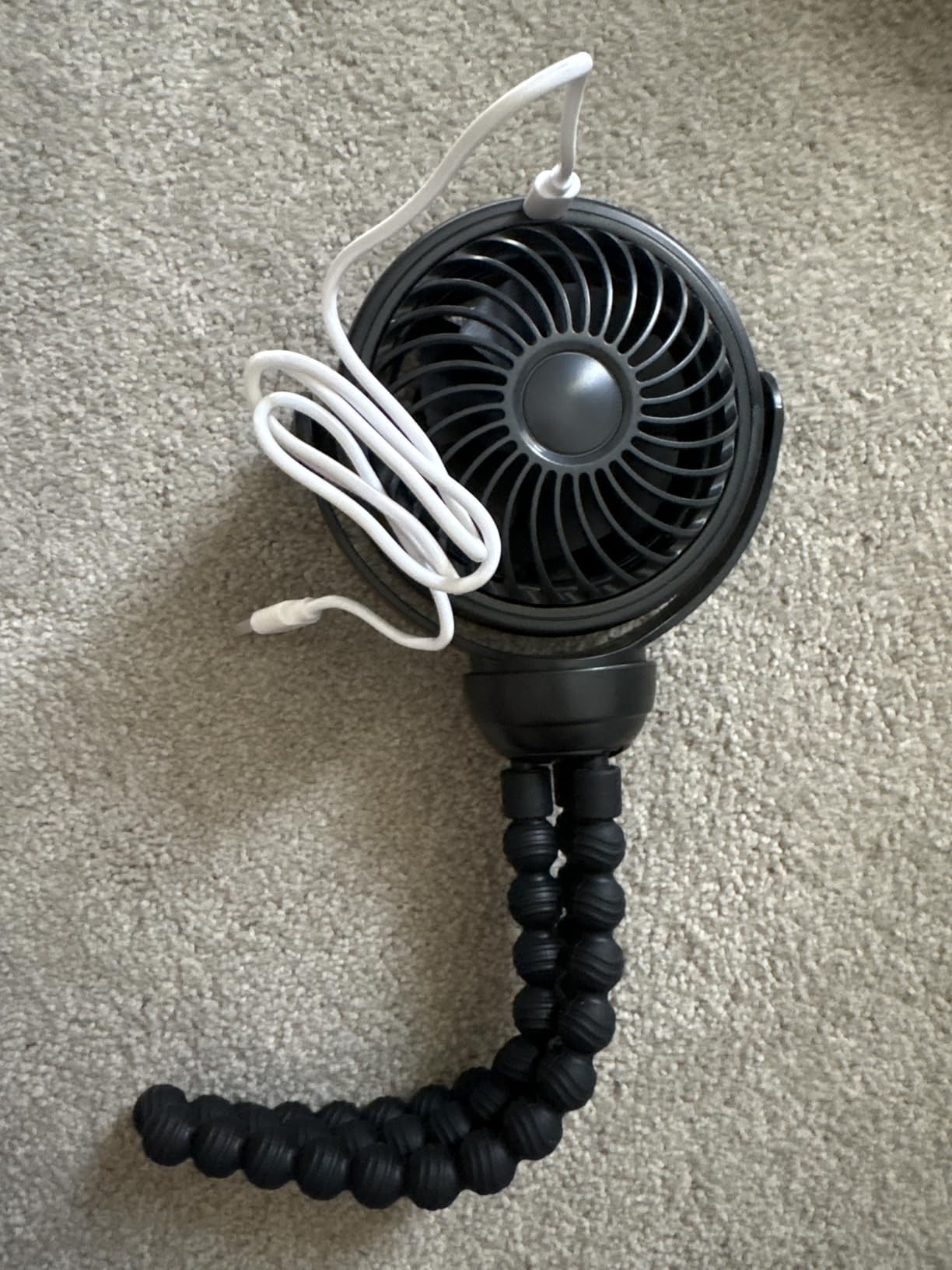 SWEETFULL Baby Stroller Fan - 4000mAh Rechargeable 4-Speed Quiet with LED Display & Night Light, Mini Portable 360° Clip On Safe Fan for Car Seat, Crib, Travel - Black customer photo 1