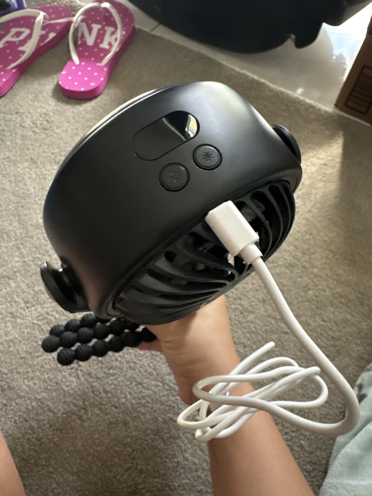 SWEETFULL Baby Stroller Fan - 4000mAh Rechargeable 4-Speed Quiet with LED Display & Night Light, Mini Portable 360° Clip On Safe Fan for Car Seat, Crib, Travel - Black customer photo 2