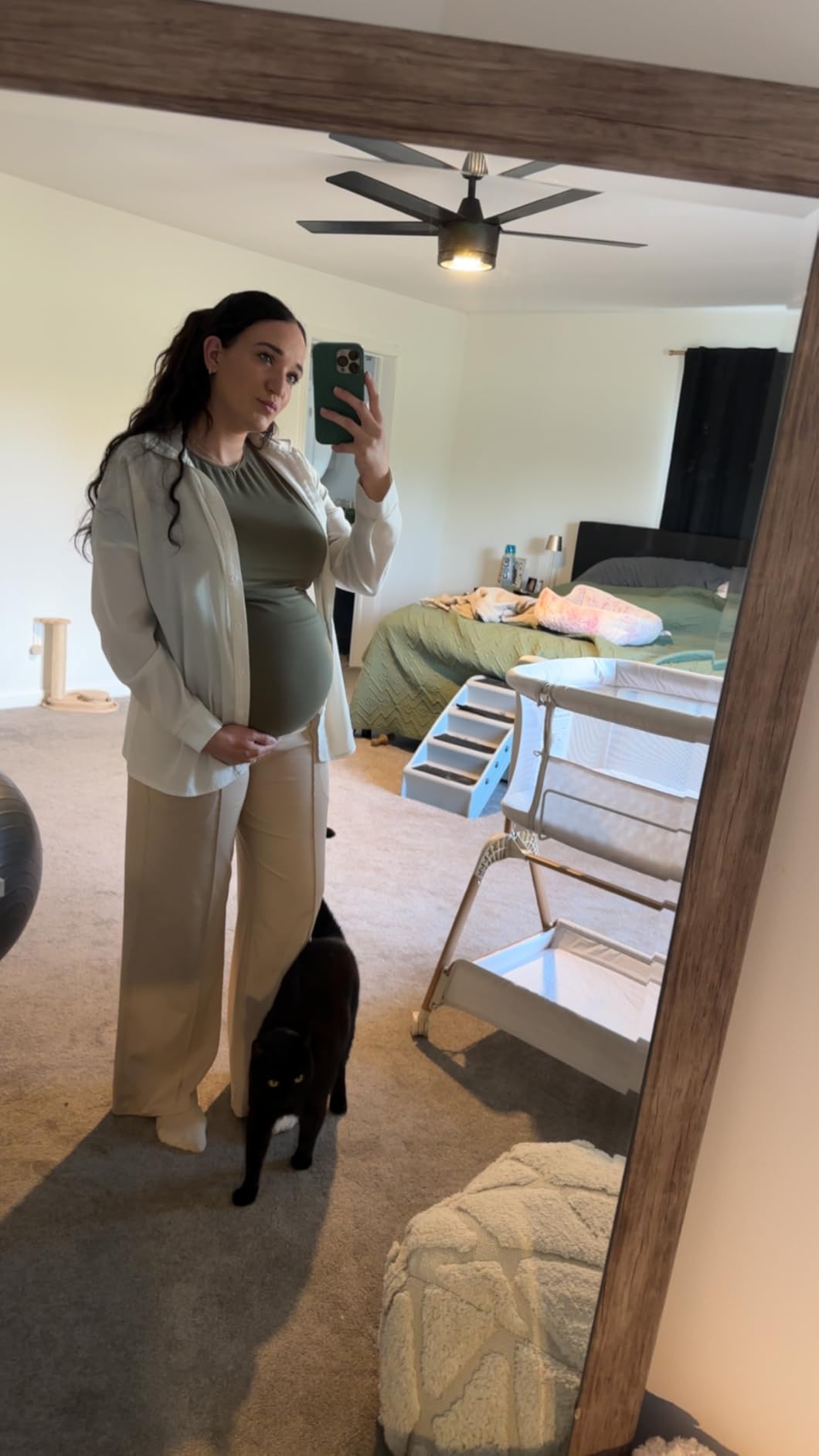 G4Free Maternity Dress Yoga Pants with Pockets Over The Belly Stretchy Work Slack Pregnancy Wide Leg Lounge Trousers customer photo 1