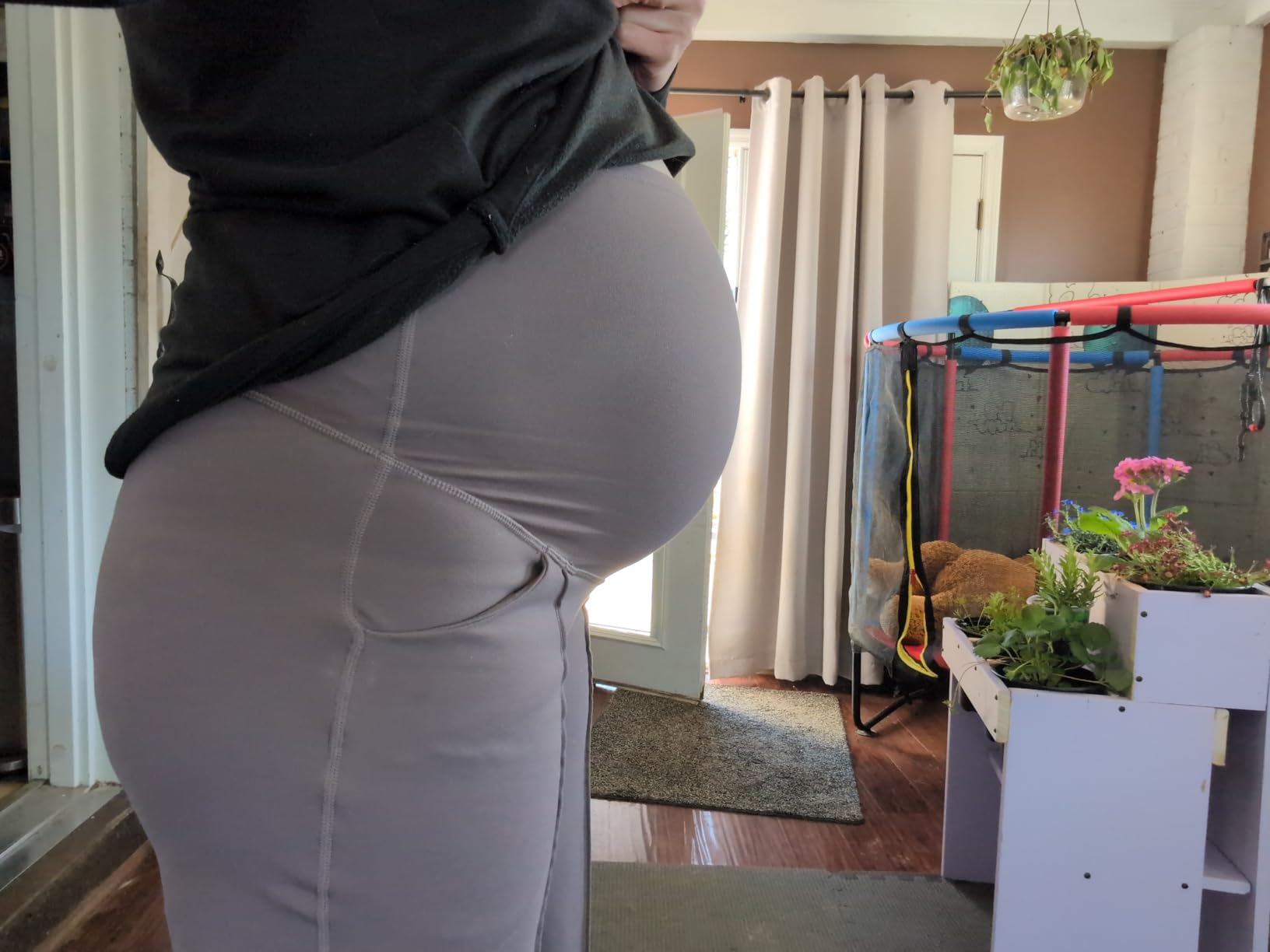 G4Free Maternity Dress Yoga Pants with Pockets Over The Belly Stretchy Work Slack Pregnancy Wide Leg Lounge Trousers customer photo 2