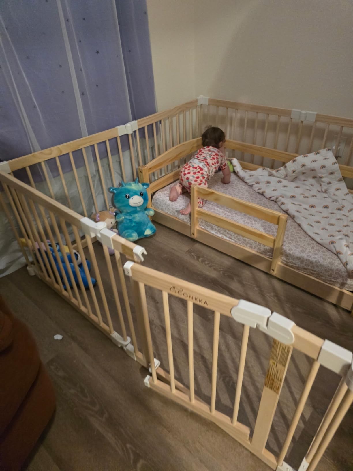Ocodile Toddler Bed with Rails | Low Montessori Floor Bed Frame for Kids | Standard Crib Size Wooden Frame for Independent Toddlers 1-3 - White customer photo 1