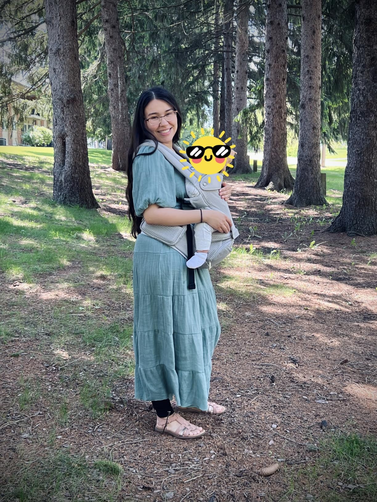 Momcozy Baby Carrier with Hip Seat, 2-in-1 Detachable Hands-Free Carrier for Long Walks, Forward-Facing Carry up to 44lbs, Breathable Infant Carrier, Fits Waists up to 45 Inches, AirMesh Grey customer photo 1