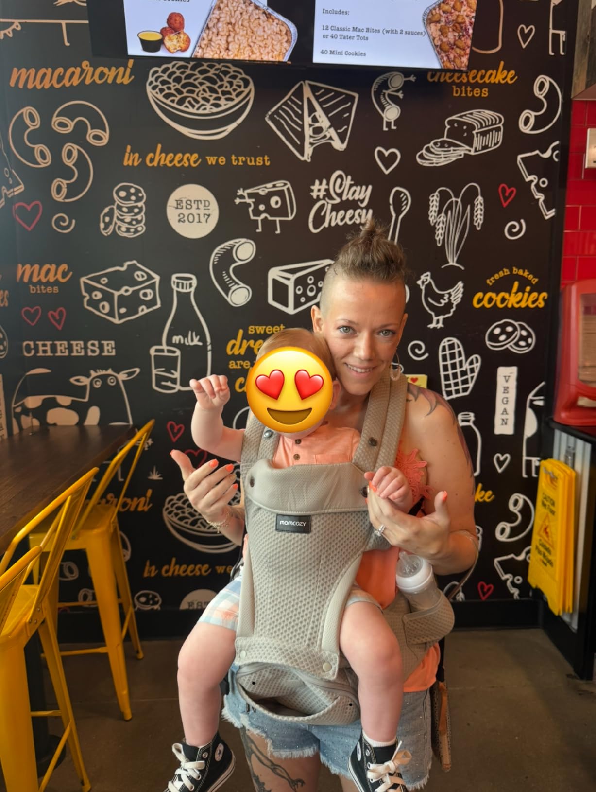 Momcozy Baby Carrier with Hip Seat, 2-in-1 Detachable Hands-Free Carrier for Long Walks, Forward-Facing Carry up to 44lbs, Breathable Infant Carrier, Fits Waists up to 45 Inches, AirMesh Grey customer photo 2