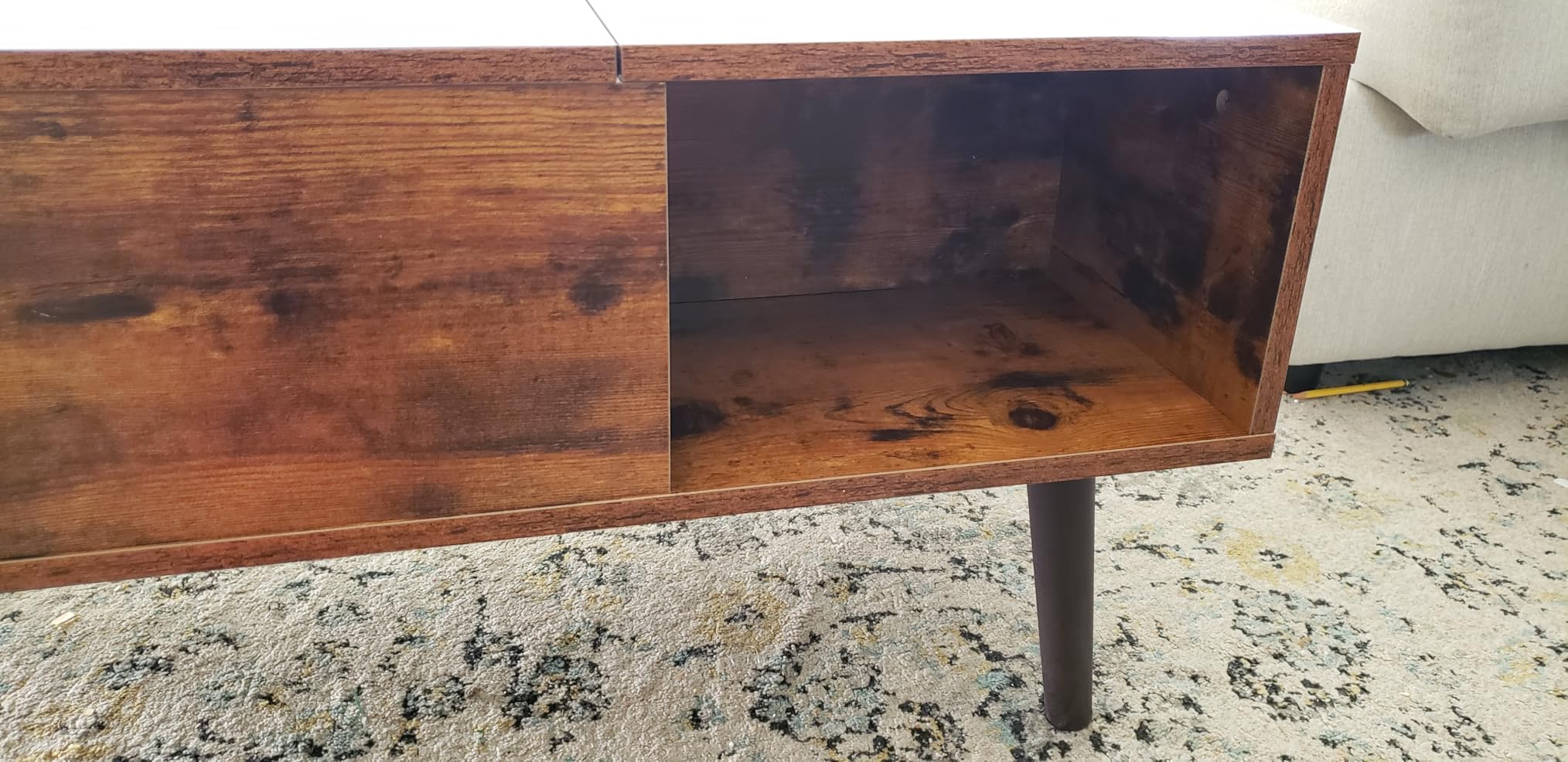 Sweetcrispy Coffee Table Lift Top Coffee Tables for Living Room, Small Rising Wooden Center Tables with Storage Shelf and Hidden Compartment, Black customer photo 1