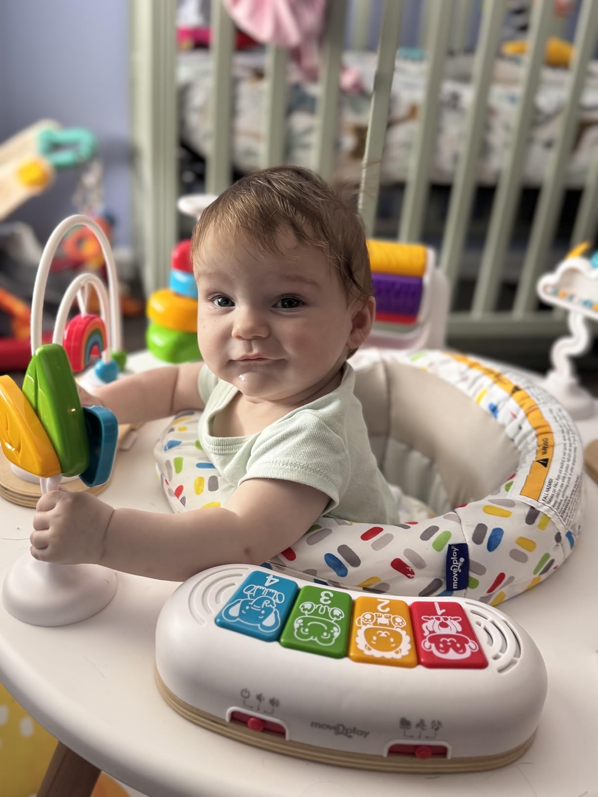 Little Acorn, 4-in-1 Baby Activity Center | Montessori-Inspired Design | 8 Interactive Toys | Tummy Time, Exersaucer & Toddler Table | Shower Gift | Essential | Must Have for 3, 6, 12 Month Old (Sun) customer photo 1