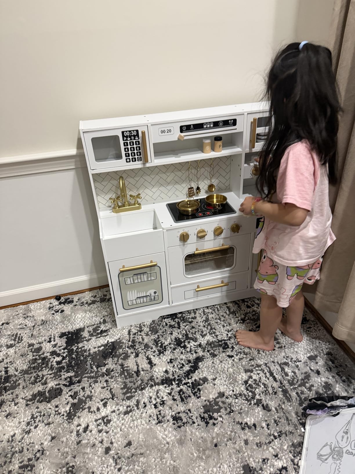 Wooden Play Kitchen for Kids - Realistic Appliances, Smart Storage & 15 Fun Accessories for Inspiring Pretend Play (Ages 3+) customer photo 1