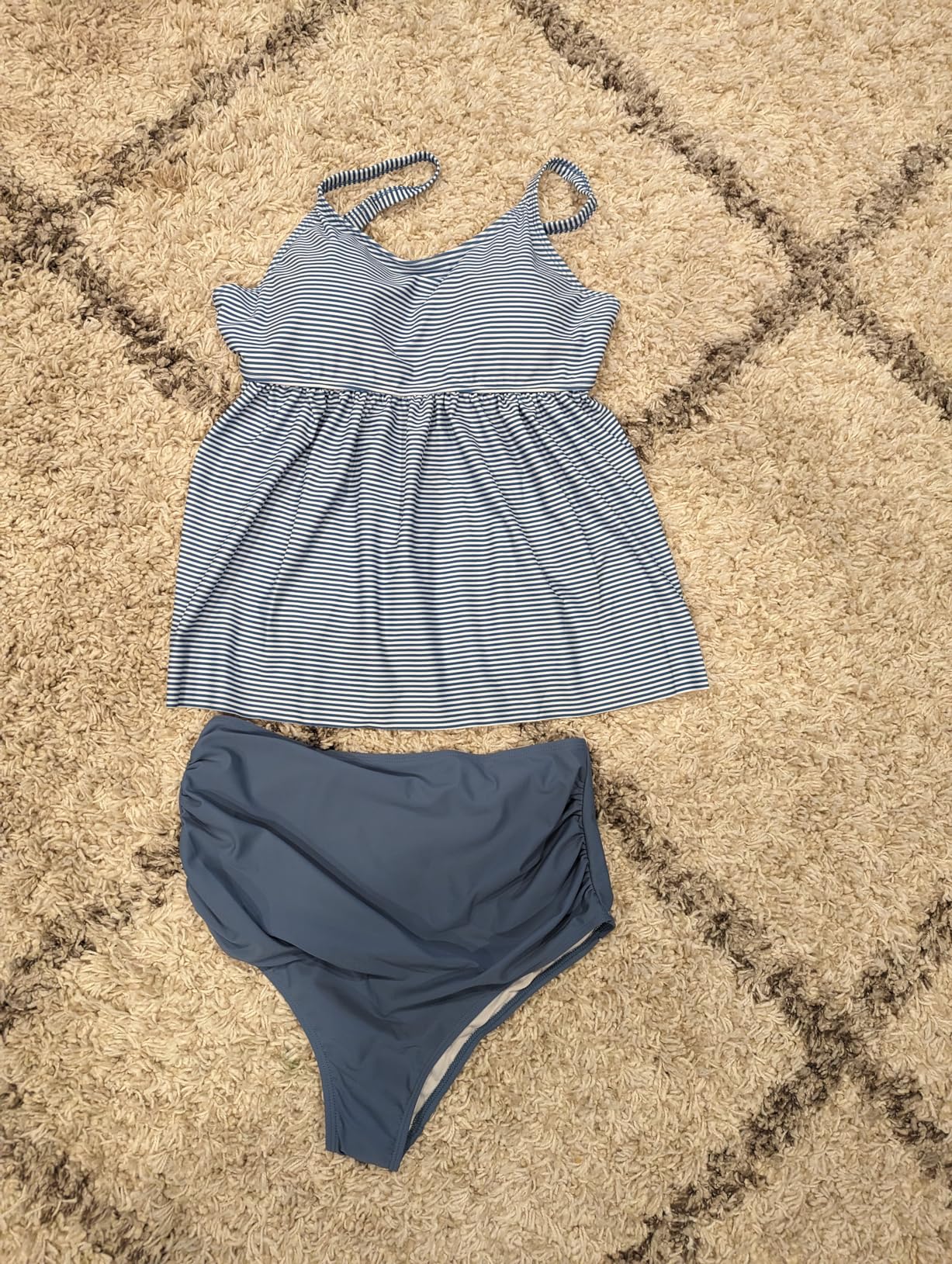 GINKANA Maternity Tankini Set Cute Ruffle Hem Pregnancy Swimsuit Adjustable Straps Two Piece Maternity Bathing Suits Swimwear customer photo 1
