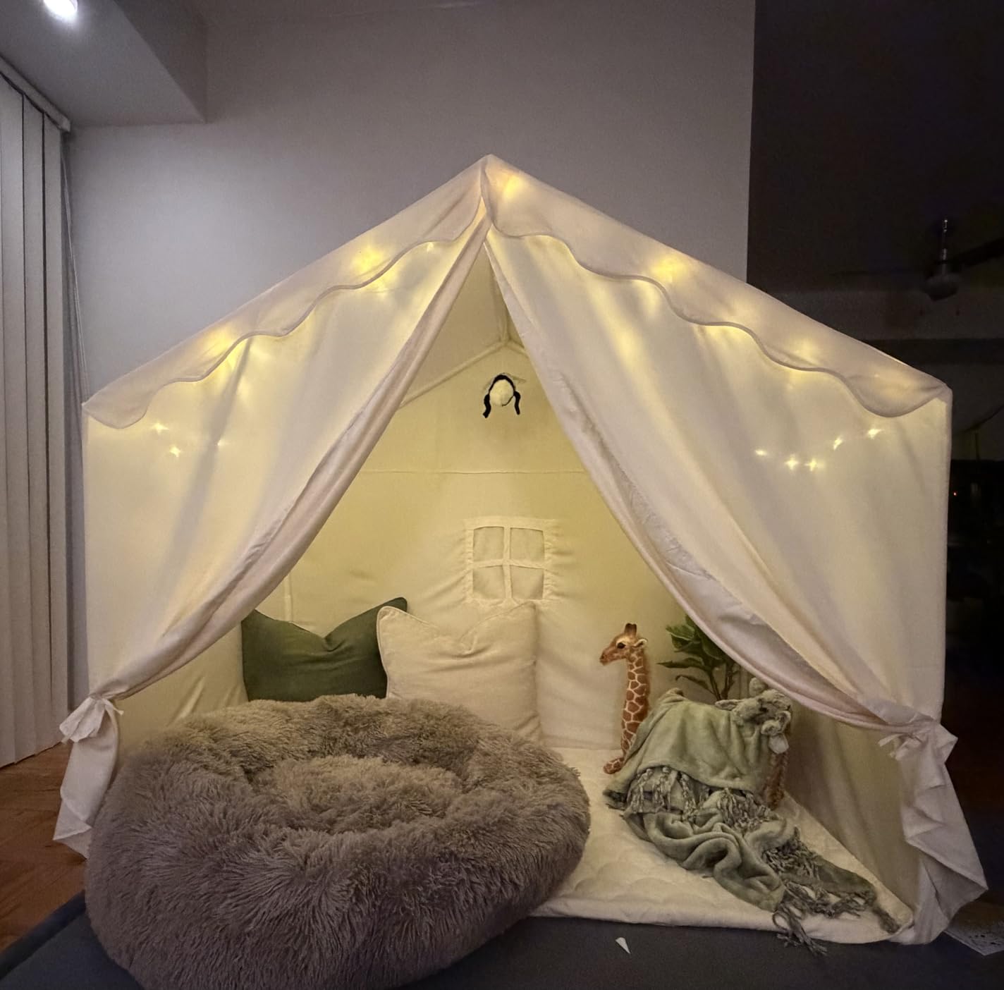 Tiny Land Kids Tent with Mat and Star Lights, Indoor Playhouse for Toddlers, 57