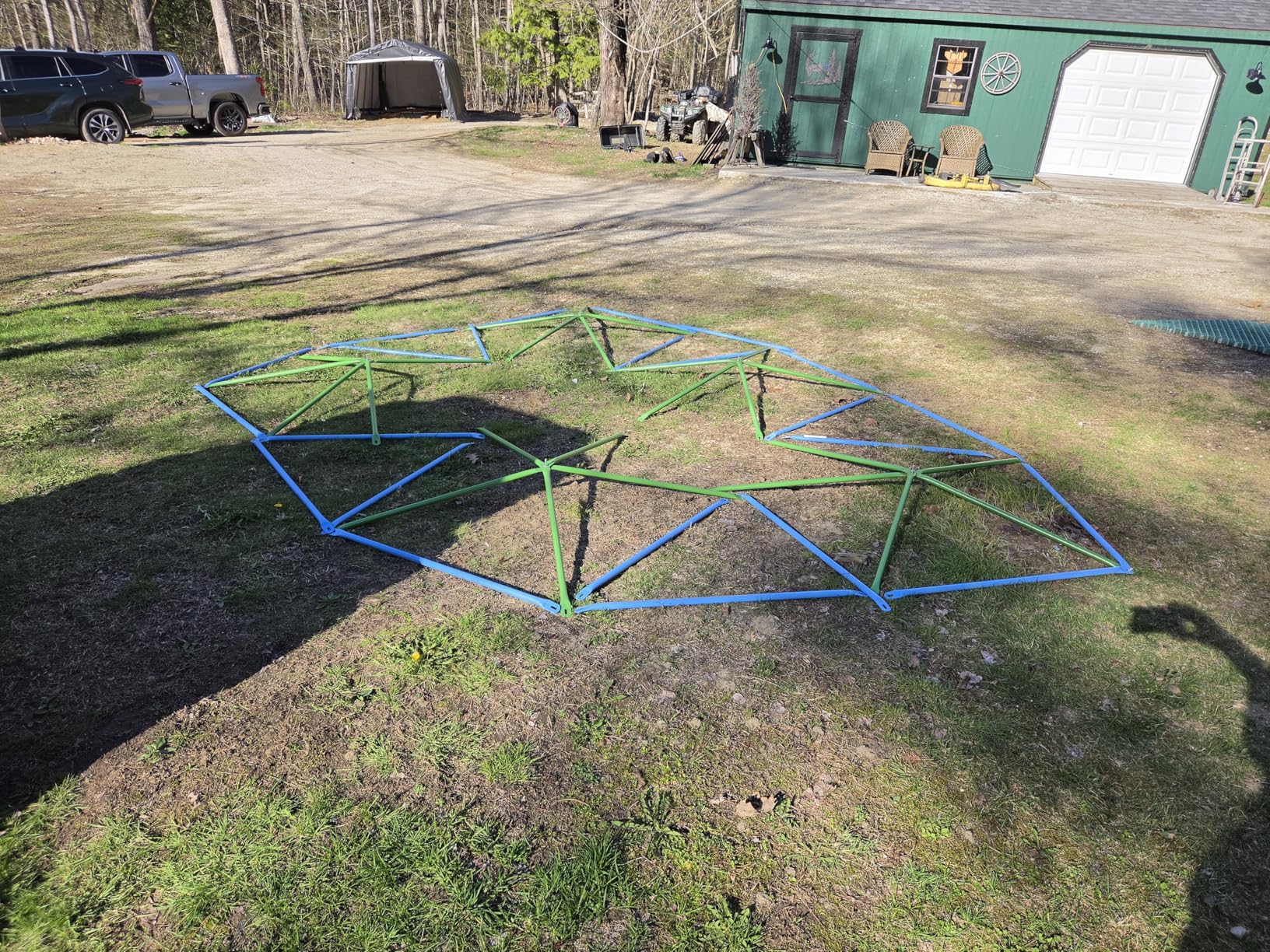Gardenature 10FT Climbing Dome with Hammock, Outdoor Jungle Gym for Kids, Geometric Dome Climber Supporting 880 Lbs Anti-Rust Metal Outdoor Play Structure ASTM Approved Blue & Green customer photo 2