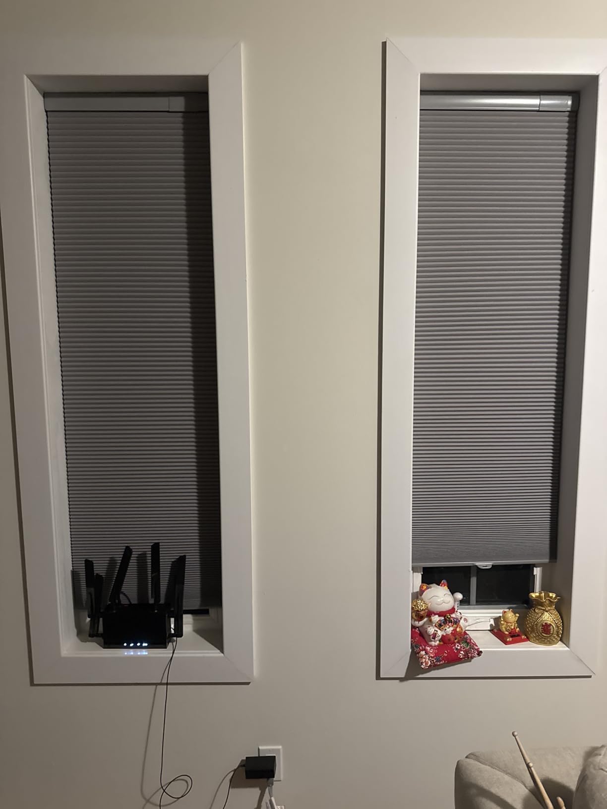 Tonature No Drill Cellular Shades for Indoor Windows, Thermal Insulating & Noise Reducing Honeycomb Blinds, Free Stop Cordless Blackout Shades, Grey, 22
