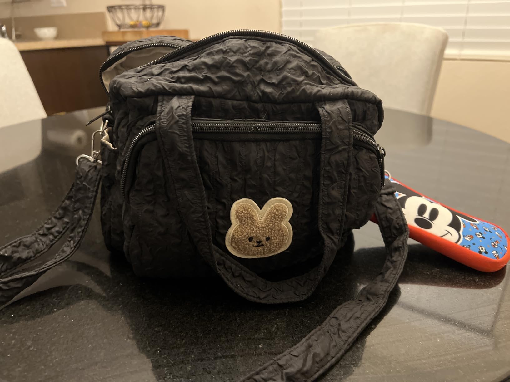 Small Diaper Bag Tote, Crossbody Diaper Bag Mini Purse with 8 Pockets, Travel Baby Bag for boys & Girls, 2 Insulated Pockets, Black customer photo 1
