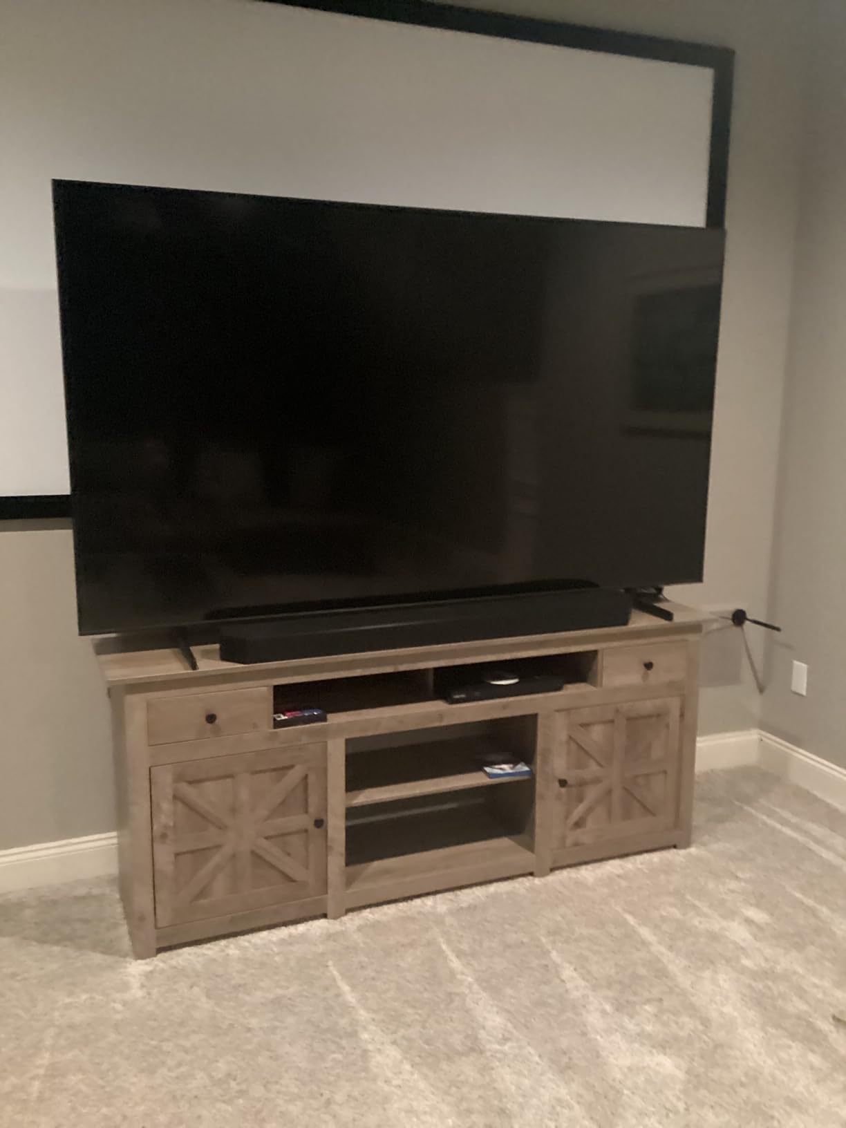 YITAHOME TV Stand for 75/80 Inch TV, Entertainment Center, TV Cabinet with Drawers and Power Outlet, Black TV Console for Living Room Furniture (70 Inch Lenght 30 Inch High) customer photo 2