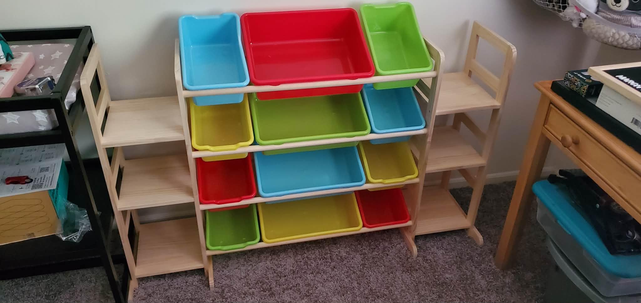 SpaceAid Toy Storage Organizer with 6 Shelves and 12 Bins, Bookshelf/Bookcase, Kids Bin Shelf, Toys Box for Playroom Organization for Bedroom & Room Decor, White, 52.3