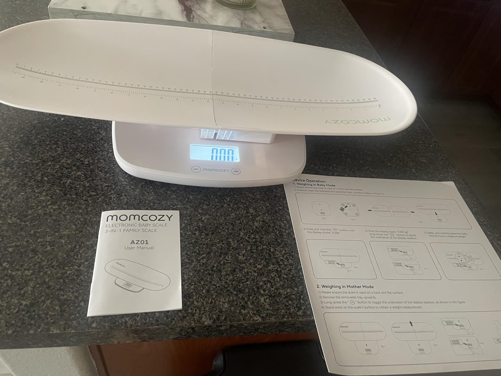 Momcozy Baby Scale, Multi-Function Scale for Body Weight and Height Measurement, Weighted Feeds, with Curved Removable Tray, for Newborns, Adult Scale & Pet Scale, 5 Units, Auto-Off,Digital LED Screen customer photo 2
