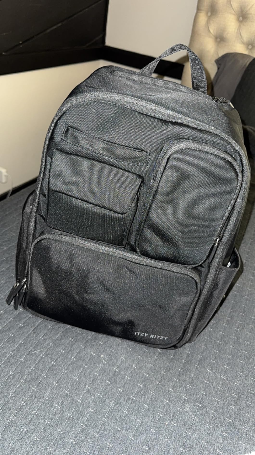 Itzy Ritzy Utility Diaper Bag Backpack - Features 17 Pockets (Including 2 Insulated Bottle Holders) & Trolley Sleeve and Includes Stroller Straps & Changing Pad - Part of the Belong Collection (Mocha) customer photo 1