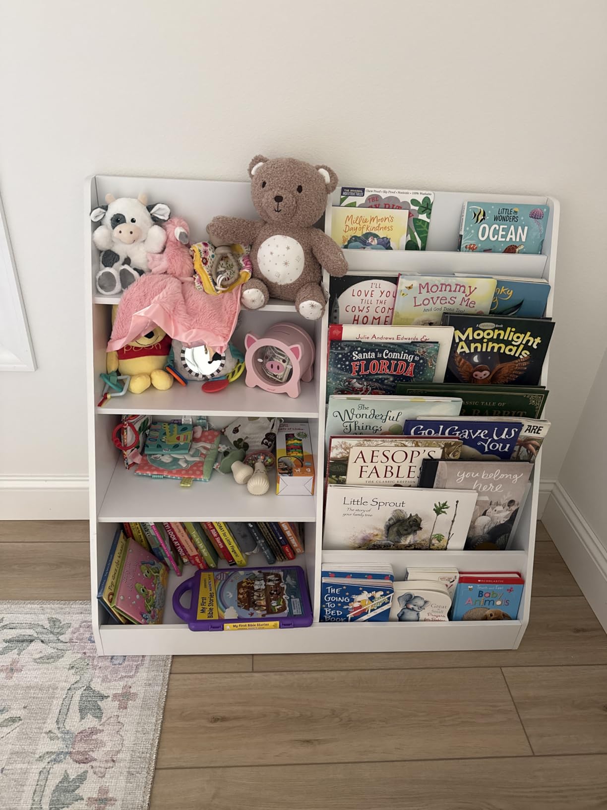 Tatub 6 Tier Kids Wooden Bookshelf and Toy Storage, Children Toy Organizer with Book Shelves, Toddler BookRack Baby Bookcase for Nursery, Playroom and Classroom, White customer photo 2