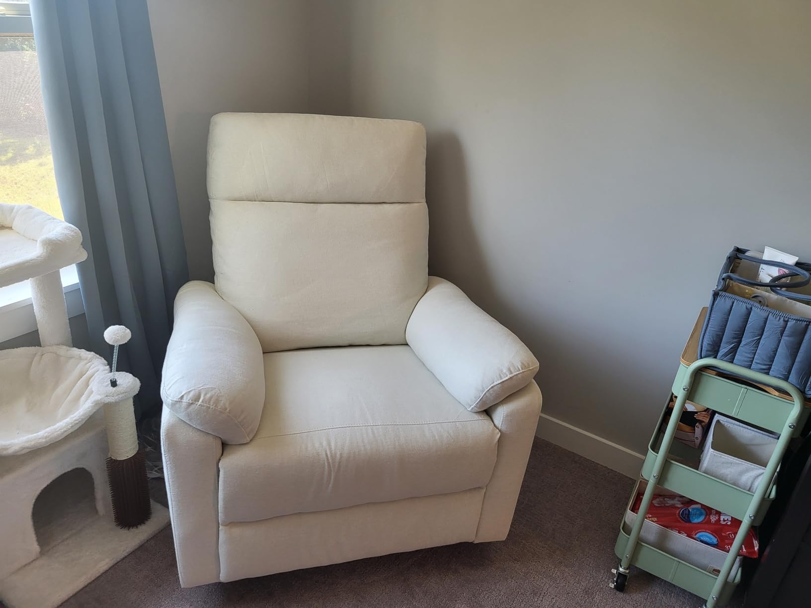 Davinci Suzy Glider Recliner Nursery Chair - Glider Rocking Chair for Nursery and Living Room - GREENGUARD Gold, FSC & Certi-PUR US Certified - 360 Degree Swivel Rocker Recliner Chair (Vegan Tan Leather) customer photo 2