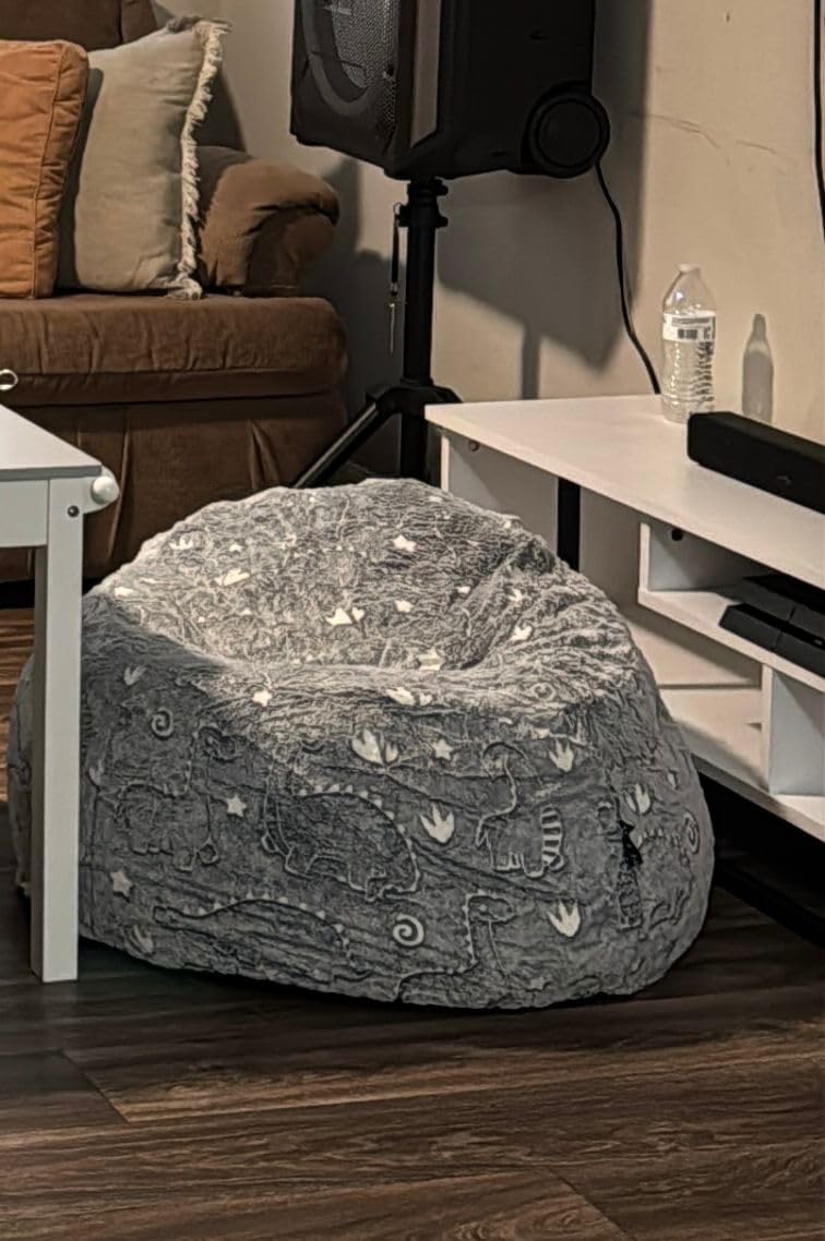 COMAX Kids Bean Bag Chair, Toddler Beanbag Chairs for Kids with Ottoman for Boys and Girls, Corduroy Couch Lounge with Filler Included, Floor Children Sofa Comfy for Reading and Classroom, Grey customer photo 1