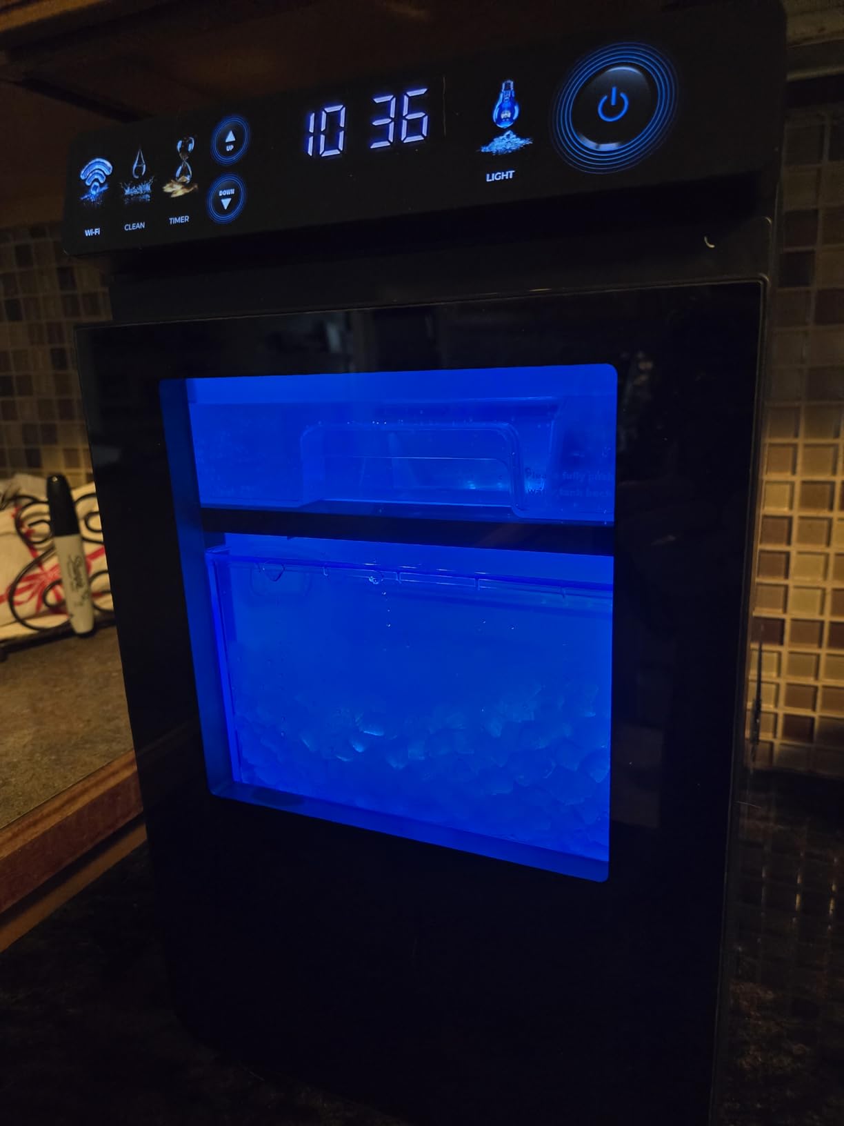 ecozy Nugget Ice Maker Countertop, Smart Pebble Ice Machine with APP Control, 44 lbs Per Day Soft Pellet Chewable Ice with Self-Cleaning, Black customer photo 1