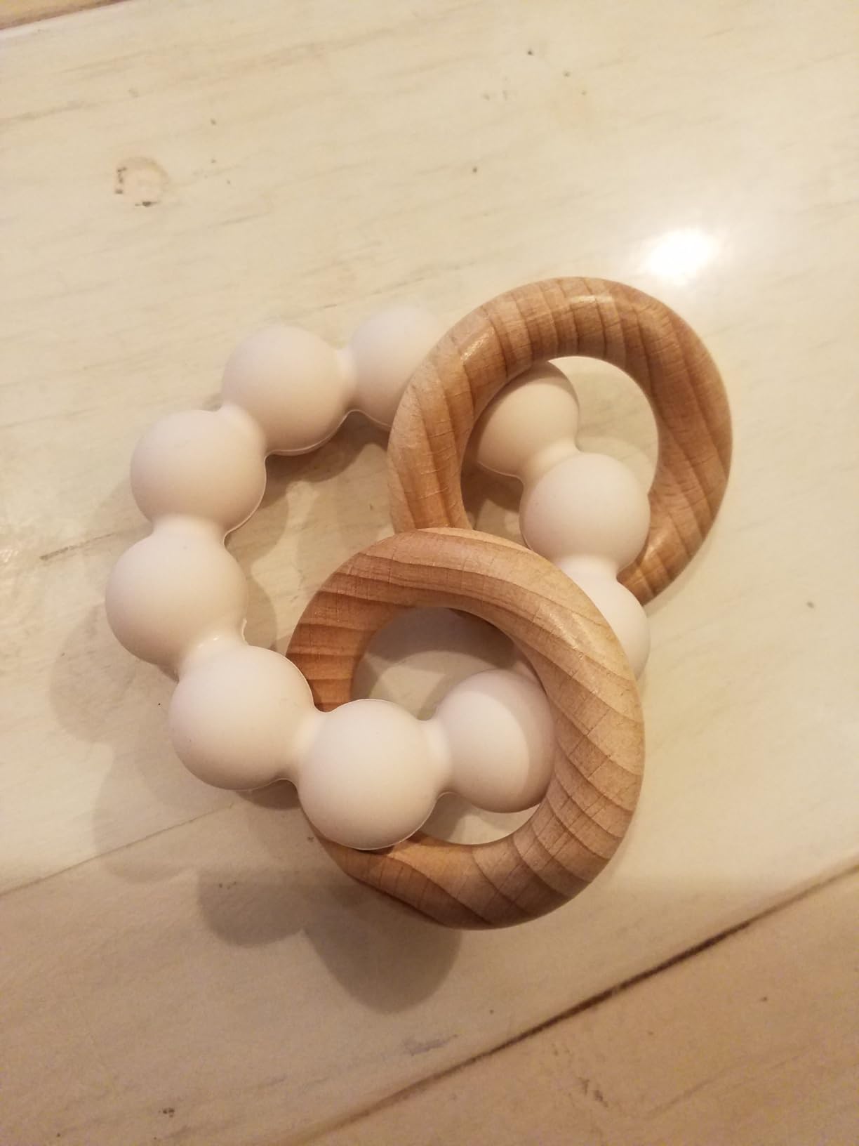 Socub Baby Teething Toys for 0-6 6-12 Months- BPA-Free Food-Grade Silicone & Natural Beech Wood Teether Ring for Newborn Infants Teething Relief- Easy-Grip Sensory Rattle Toys(Shifting Sand) customer photo 2