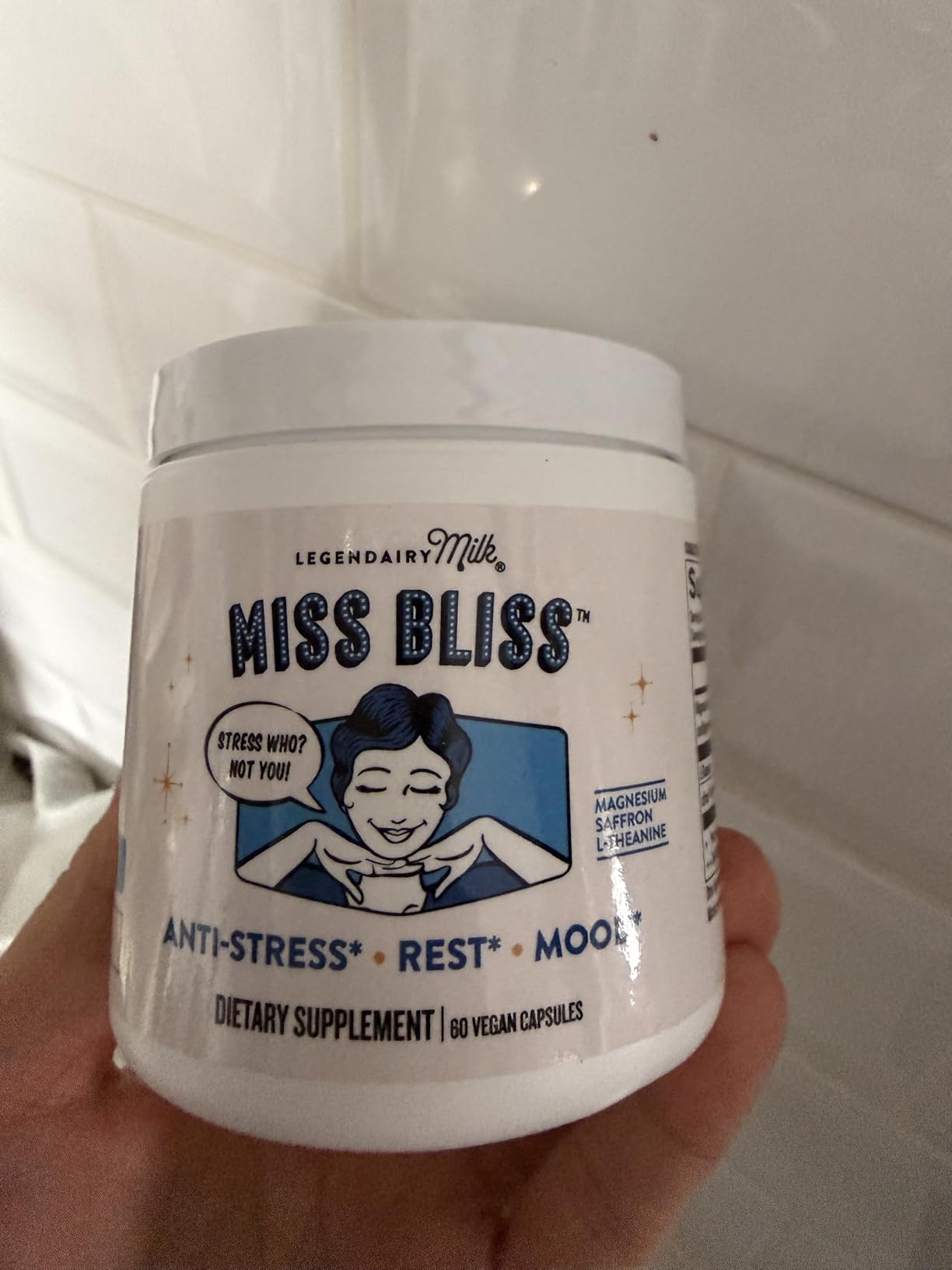 Legendairy Milk Miss Bliss Stress Support for Women - Stress Relief Supplement with affron Saffron, Magnesium Glycinate + Citrate & L-Theanine - Calm & Mood Balance, Non-Drowsy, 60 Vegan Capsules customer photo 1