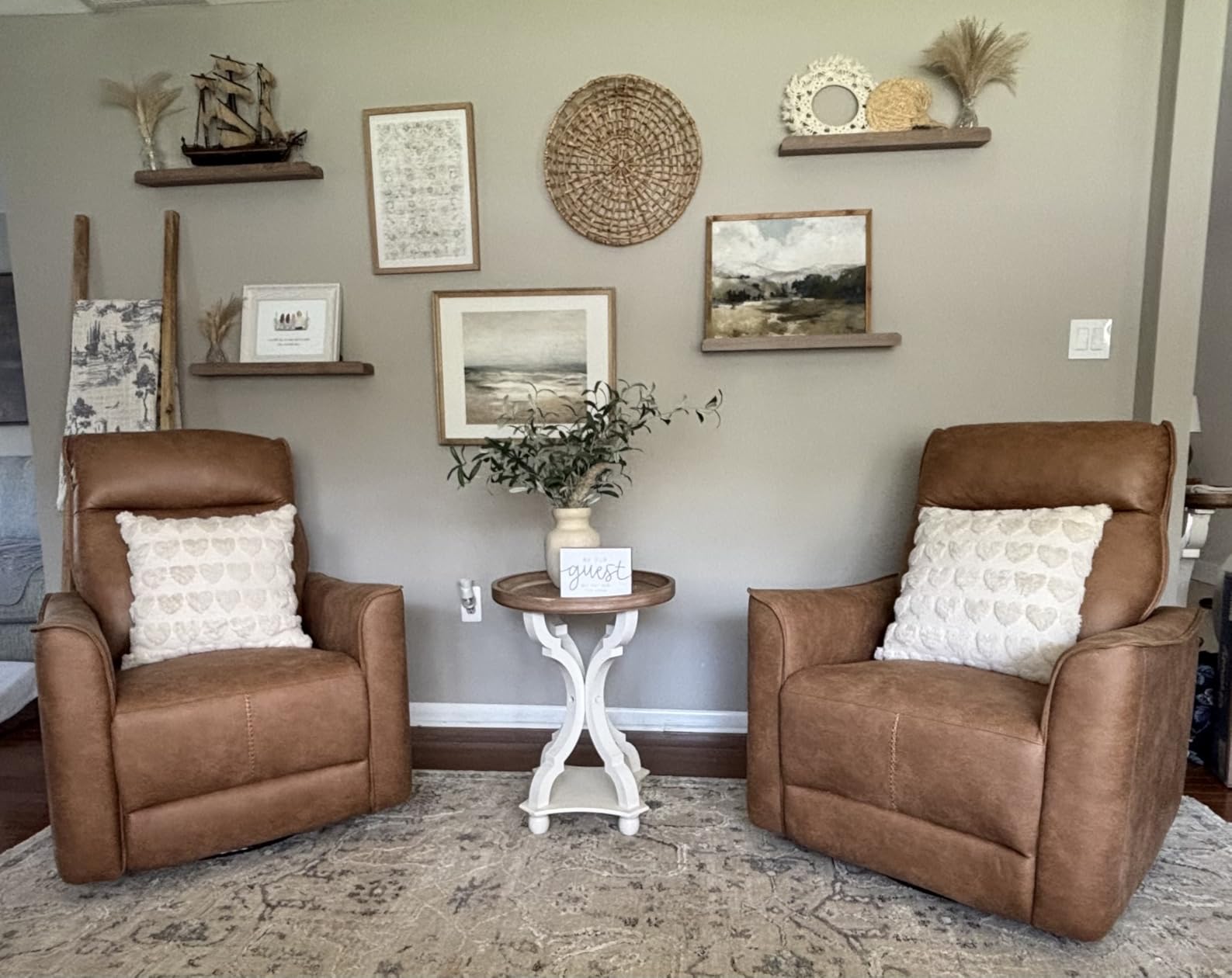 CANMOV Swivel Rocker Recliner, Glider Rocking Chair, Nursing Chairs Swivel Glider Recliners with Soft Backrest, Leathaire Manual Reclining Sofa for Living Room Bedroom Apartment, Brown customer photo 1