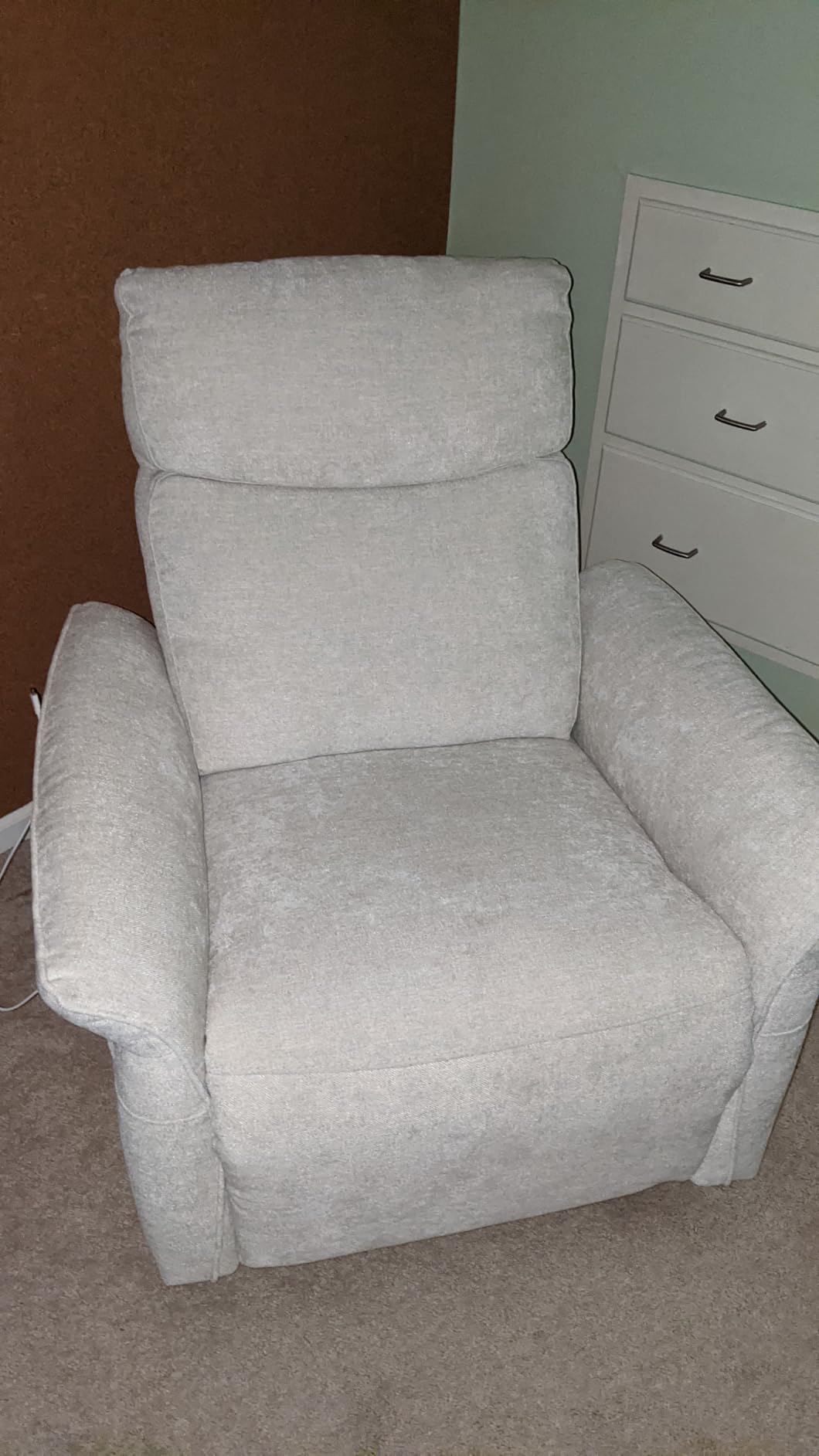 CHITA Power Recliner Chair, Electric Triple-Motor Swivel Glider Nursery Rocking Chair with Adjustable Power Headrest and Lumbar Support, GREENGARD Gold Certified, Solid Wood Base, Crockery Grey customer photo 1