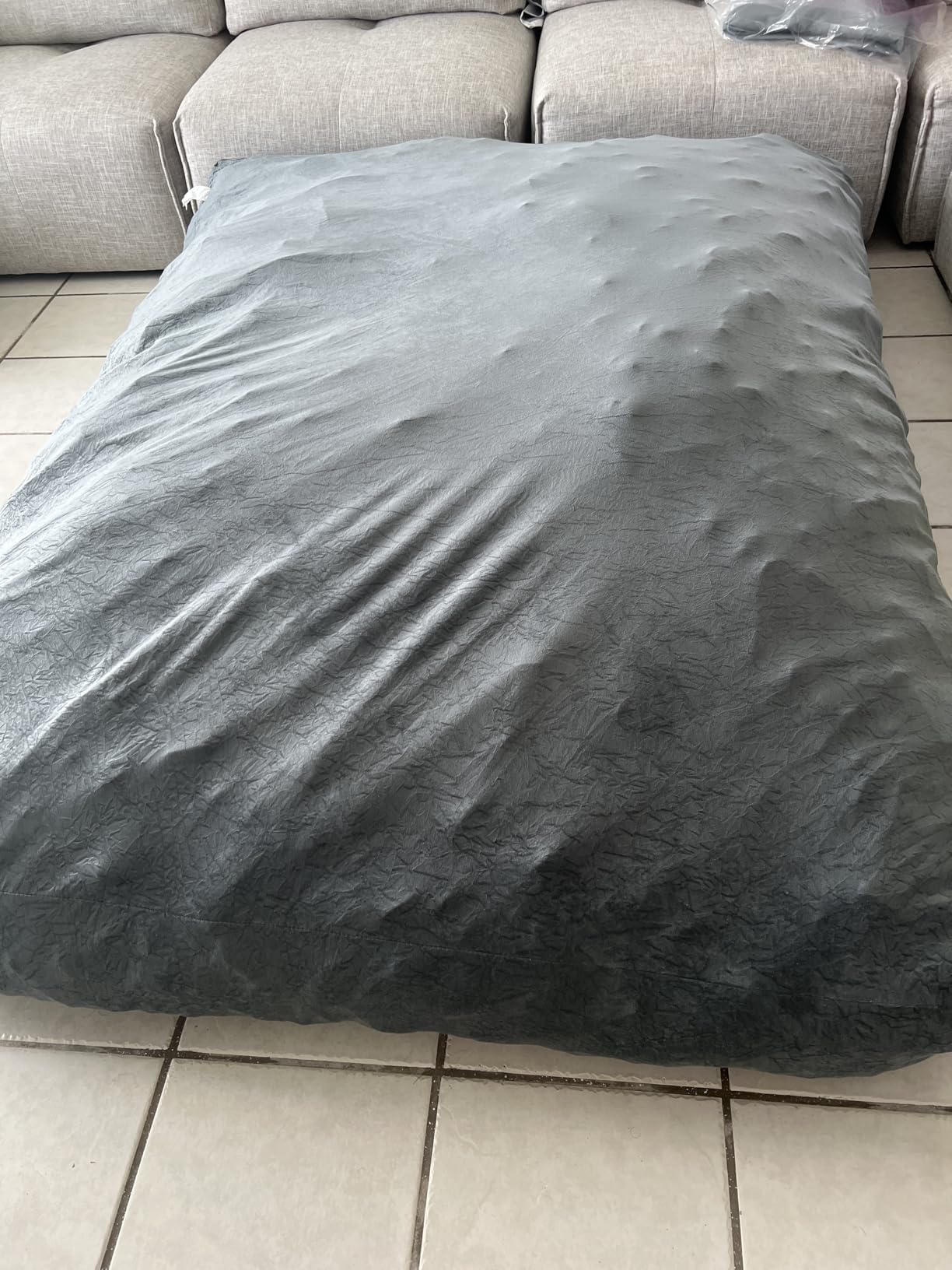 Kids Bean Bag Chair Bed - Convertible Lazy Chair to Floor Mattress with Filler - Small Beanbag Chair for Boys and Girls - Floor Couch Sofa in Bedroom, Classroom, Reading Nook - Charcoal customer photo 2