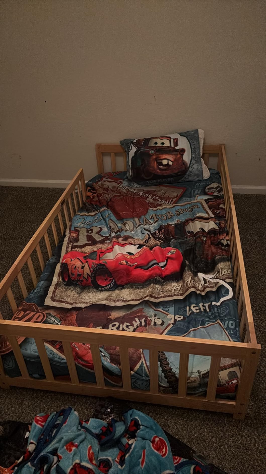 Twin Floor Bed with Safety Guardrails for Kids, Rubber Wood Montessori Bed with Slats and Convertible Door, Twin Size Bed Frame for Girls and Boys, No Box Spring Needed, Natural customer photo 1