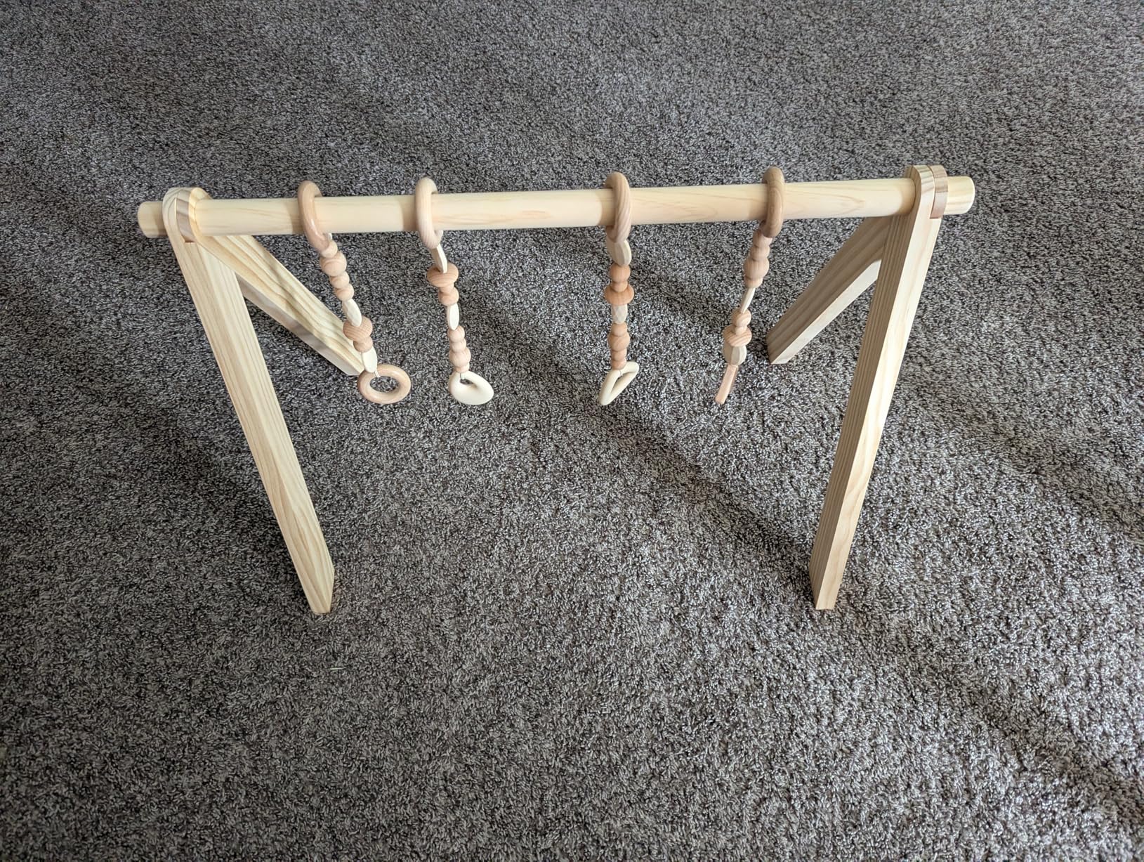 Poppyseed Play Wooden Baby Play Gym | Montessori-Inspired Activity Center with 4 Hanging Toys | Natural Wood & Silicone | Ideal for Tummy Time, Sensory Play & Motor Skill Growth | 0-12 Months customer photo 2