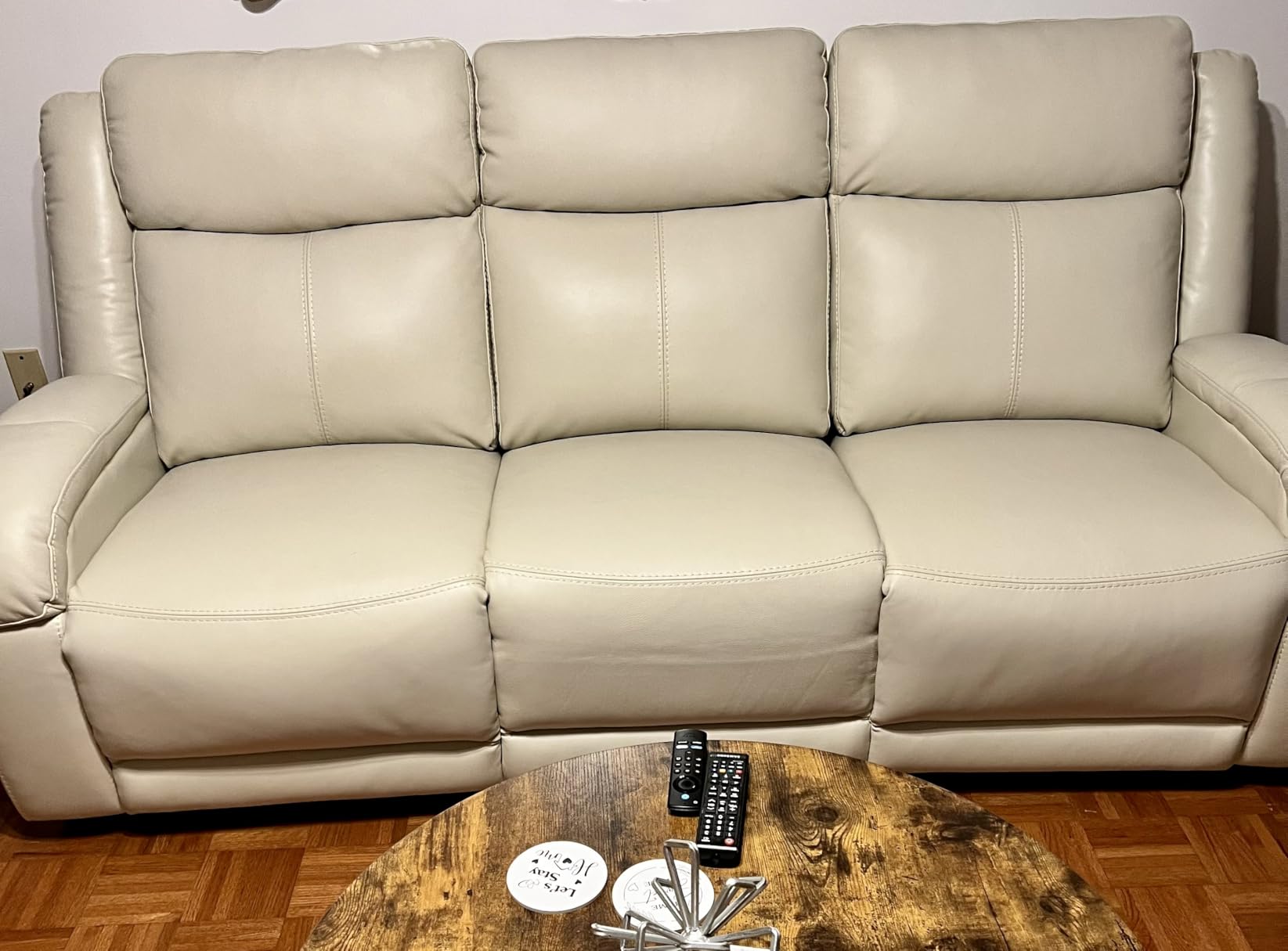 Watson & Whitely Genuine Leather Power Recliner Sofa, 3 Seater Wall Hugger Reclining Sofas with Power Headrest, USB & TypeC Ports, Electric Recliner Couch Set for Living Room, Grey customer photo 2
