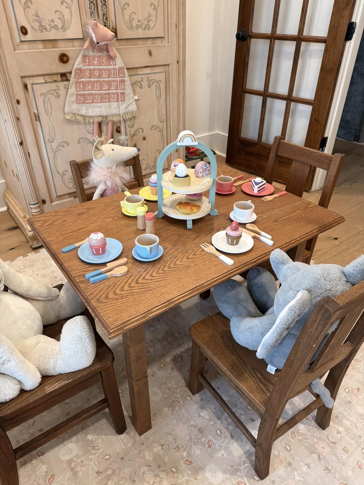 GAGAKU Kids Wooden Play Dishes Set - 27Pcs Montessori Play Kitchen Accessories Plates and Bowls Set, Storage Stand & Play Food, Pretend Cooking Toys for Ages 3-5, Educational Gift for Toddler customer photo 1