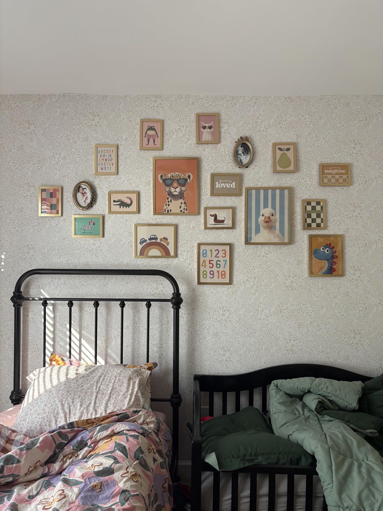 16 PCS Pink Nursery Wall Art Decor, Vintage Baby Girl & Boy Nursery Decor, Kids Toddler Room Bedroom Playroom Decor, Animals Eclectic Gallery Wall Prints, Bear Duck Goose Rabbit customer photo 2