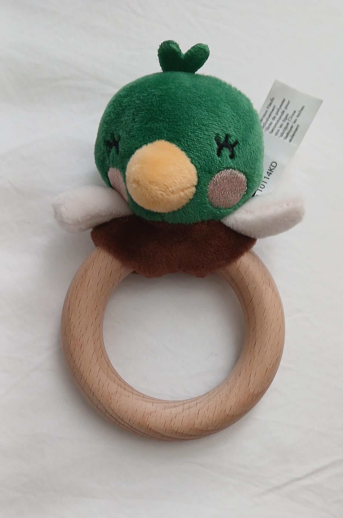Pearhead Mallard Duck Wooden Baby Teether - Soft Plush Lovey with Natural Wood Rattle Ring, BPA & PVC-Free, Soothes Infant Gums, Multi-Sensory Newborn Essential for Boys, 0+ Months customer photo 2
