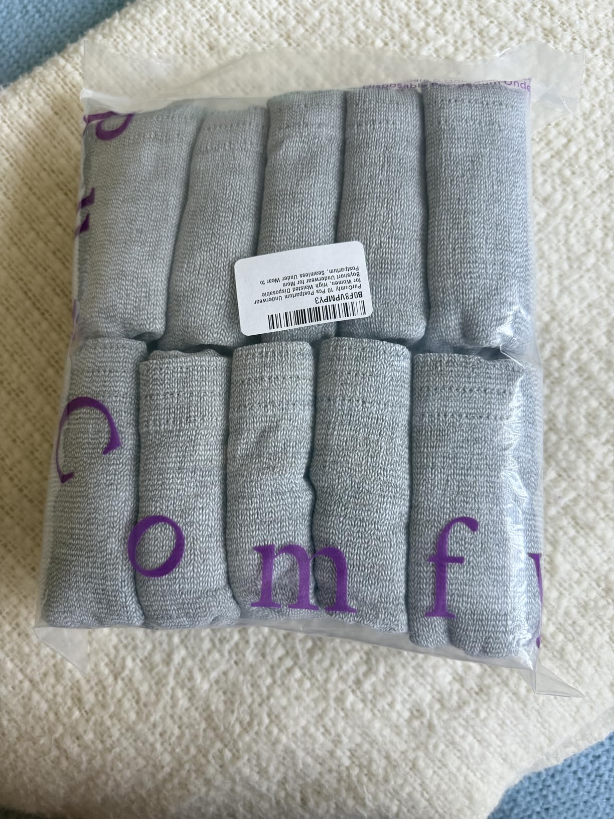 PurComfy 10 Pcs Postpartum Underwear for Women, High Waisted Disposable Boyshort Underwear for Mom Postpartum, Seamless Under Wear for Postpartum Essentials, Waist 28