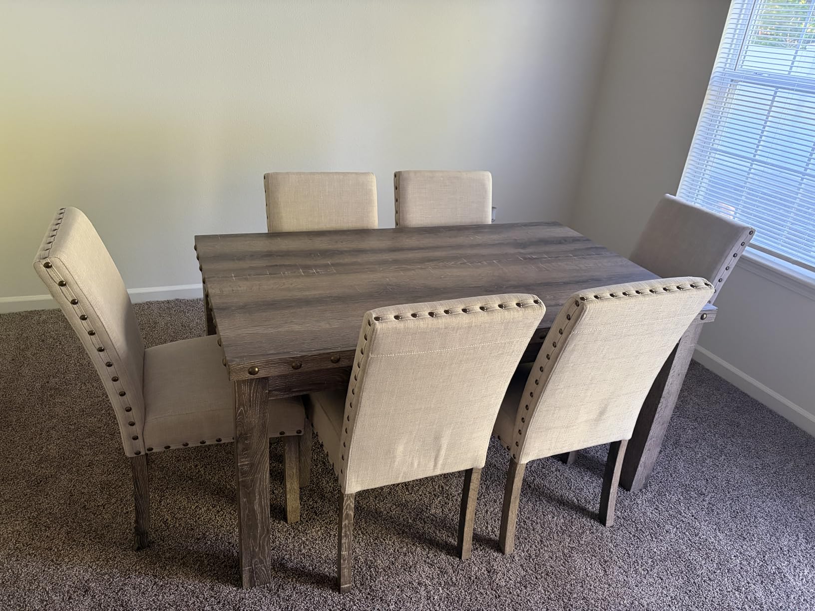 Morden Fort Rustic Dining Table Set for 6, Farmhouse Kitchen Dining Chairs for 6, Charming 60