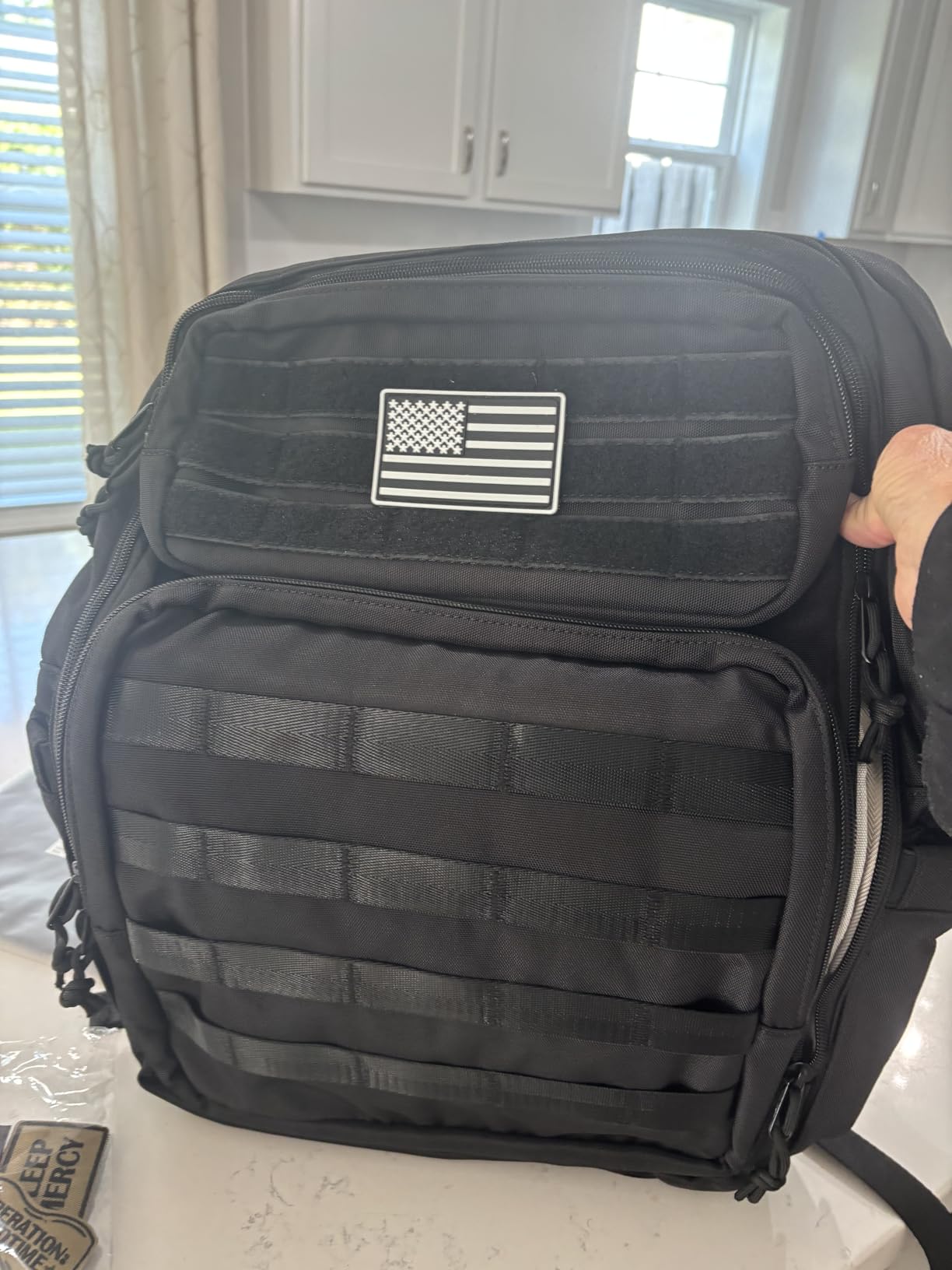 LORADI Dad Diaper Bag with Insulated Pockets, Stroller Clips and Luggage Sleeve for Travel, Large Tactical Diaper Bag for Men, Black customer photo 1