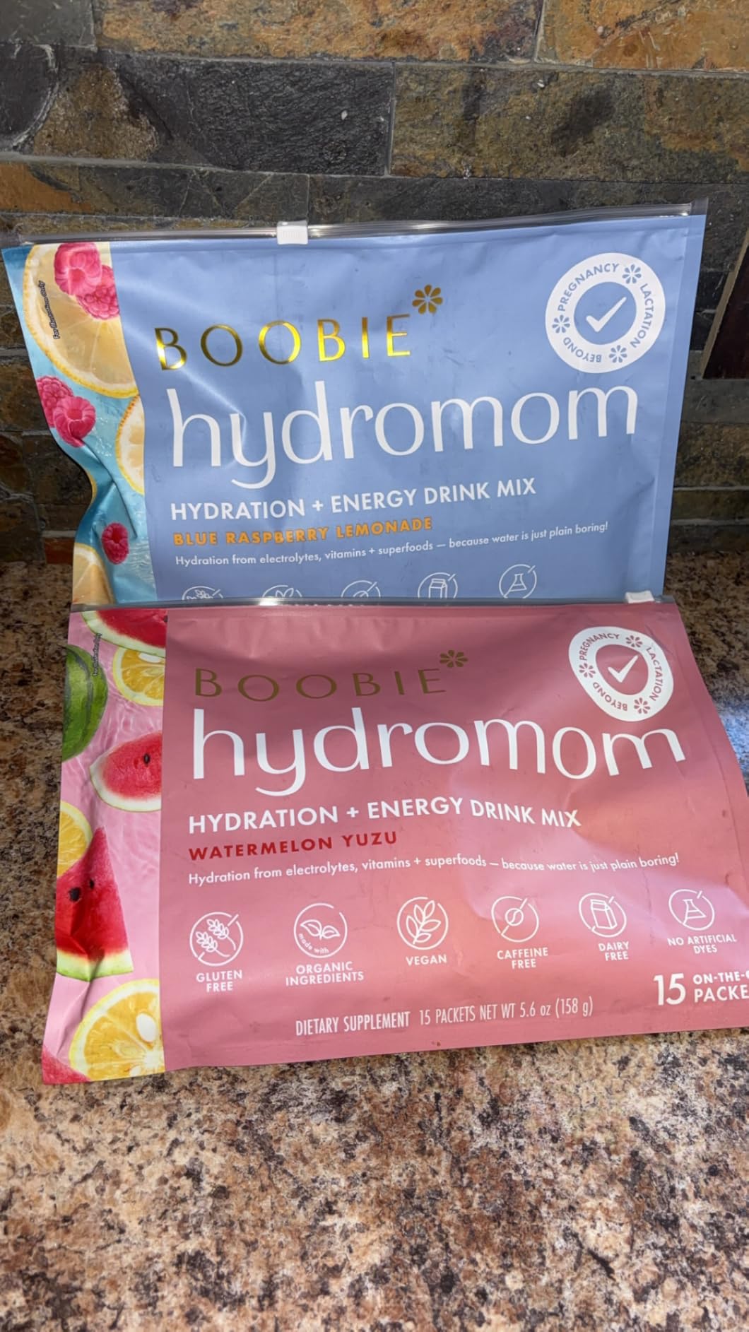 Boobie Hydromom Superfood Electrolyte Drink Mix, Watermelon Yuzu | Refreshing Energy & Hydration Boost for Mamas | On-The-Go & Travel Essentials for Pregnancy, Lactation, & Beyond, 10 Packets customer photo 1