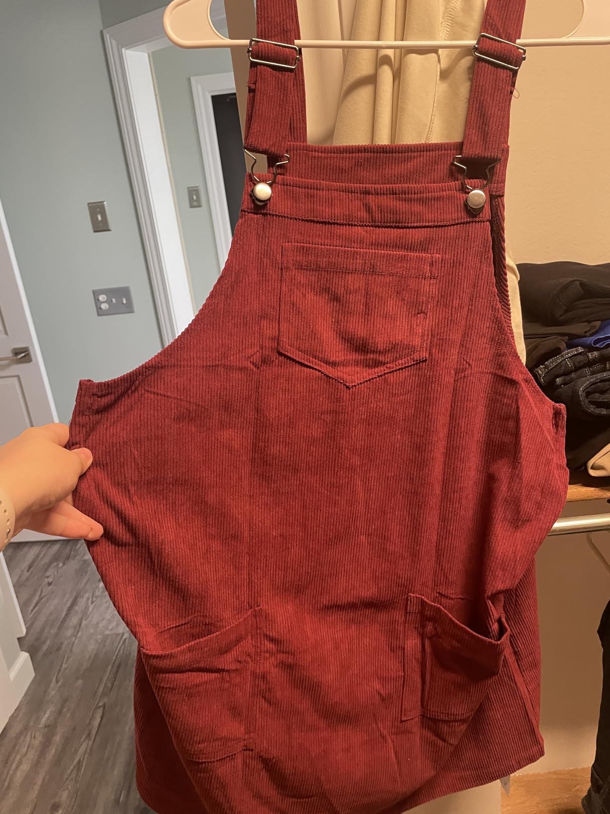 Women's Maternity Overalls Dress Corduroy Adjustable Strap Bib Casual Fall Overall Shorts Dresses with Pockets customer photo 2