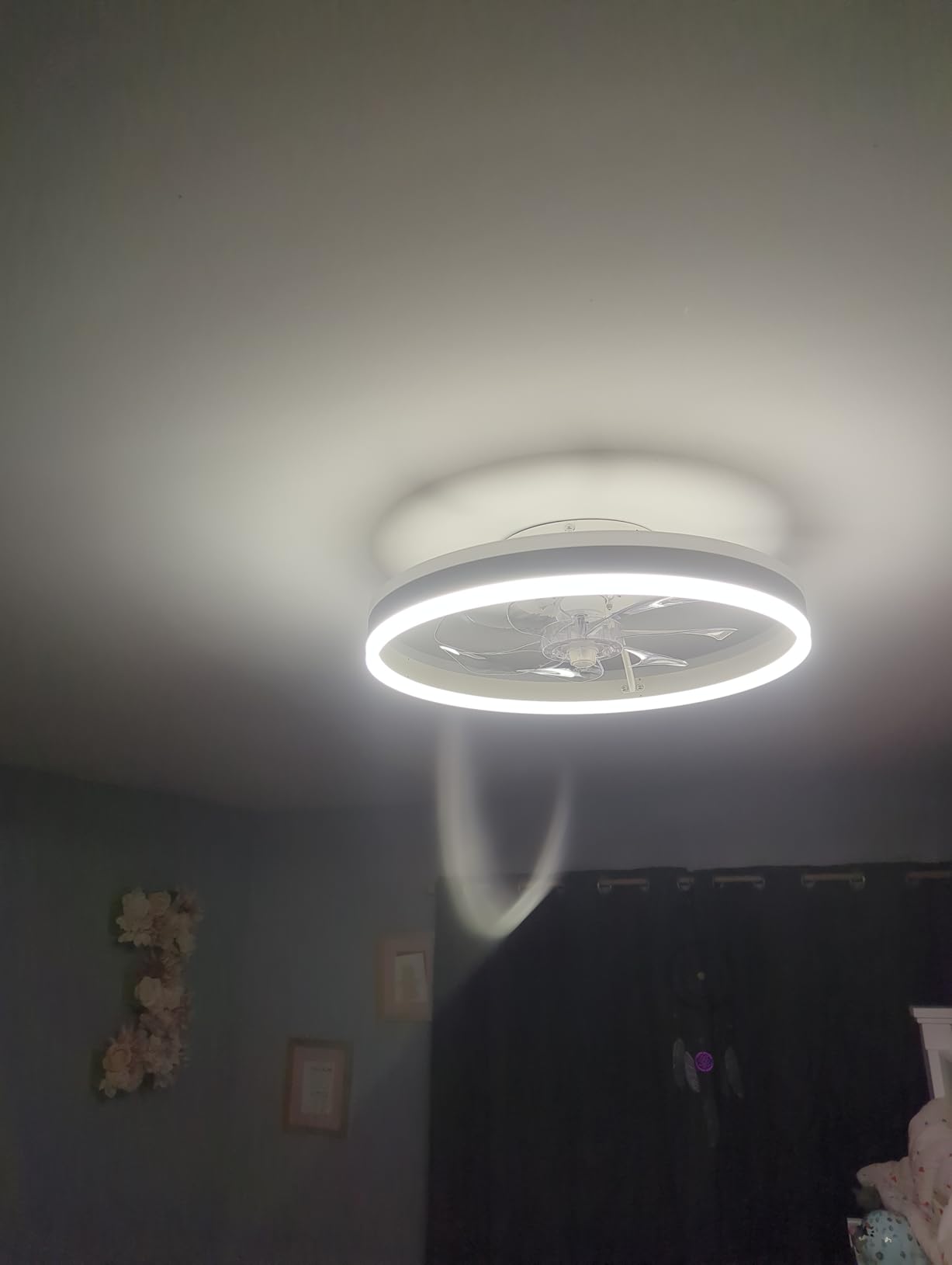 STERREN RGB Ceiling Fans with Lights, 20'' Smart LED Ceiling Fan with Remote/APP Control, Modern Low Profile Bladeless Chandelier Fan, Dimmable White Fandelier for Bedroom, Living Room, Kitchen customer photo 1