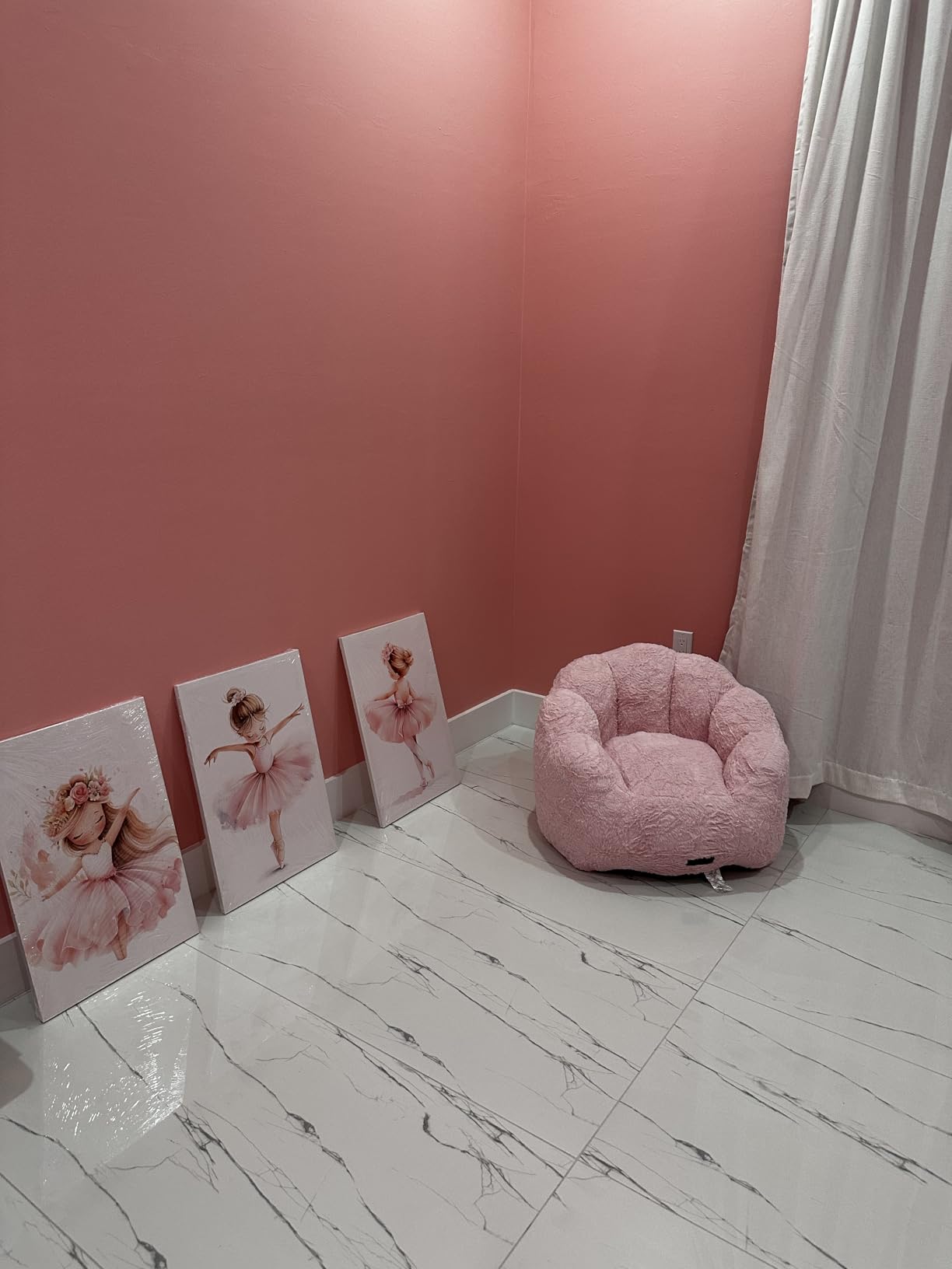 MAXYOYO Kids Bean Bag Chair, Floral Shaped Bean Bag Sofa, Plush Faux Fur Toddler Couch with Petal Backrest for Boys Girls, Stuffed Cozy Sofa for Nursery, Bedroom, Pink customer photo 1