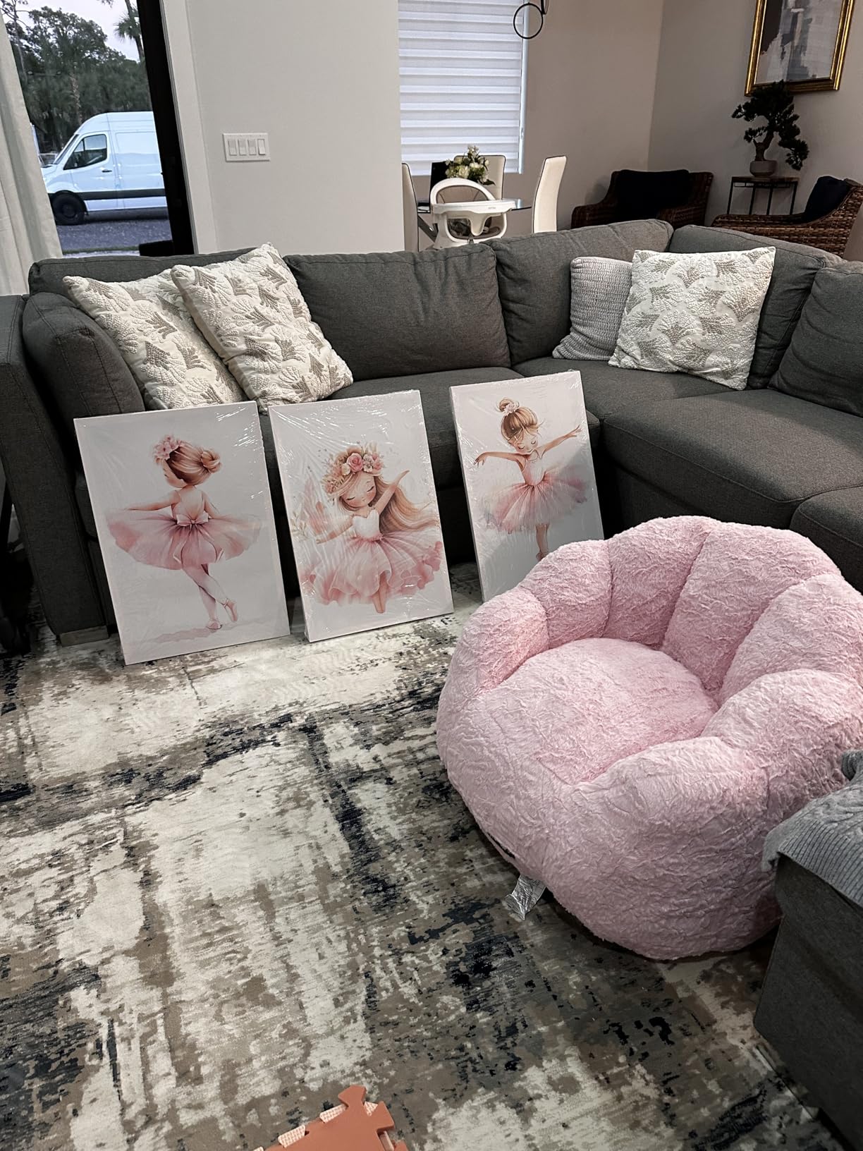 MAXYOYO Kids Bean Bag Chair, Floral Shaped Bean Bag Sofa, Plush Faux Fur Toddler Couch with Petal Backrest for Boys Girls, Stuffed Cozy Sofa for Nursery, Bedroom, Pink customer photo 2
