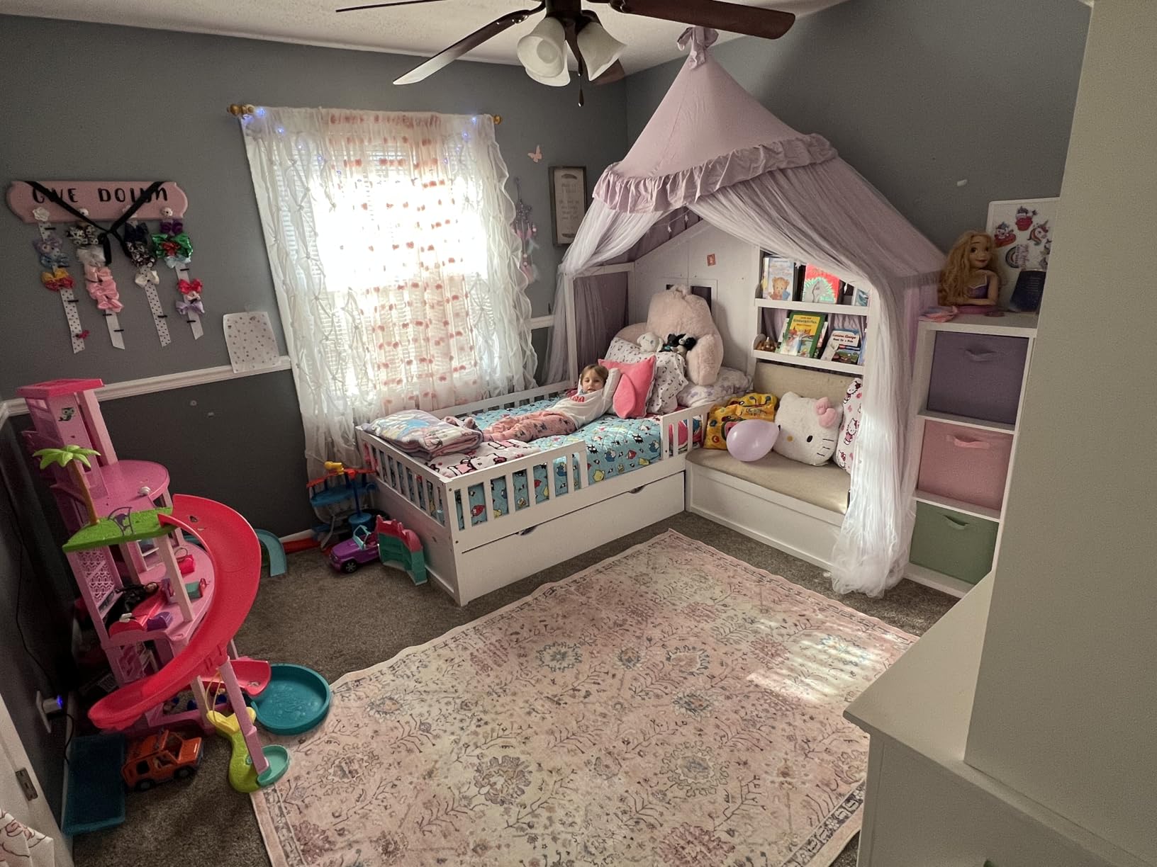 Lahome Flavie Soft Nursery Rug, Washable Area Rugs 5x7 for Cozy Kids Room, Lightweight Boho Carpet for Dorm with Non Slip Backing, Easy Care Floral Carpets for Bedroom Living Room, Beige customer photo 2