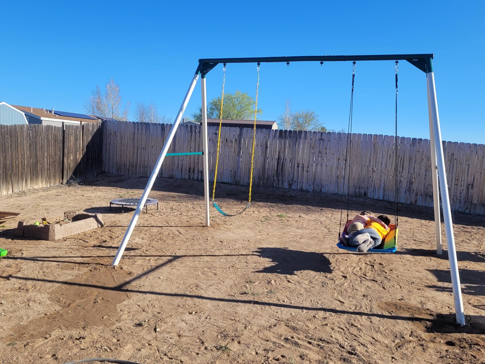 Hapfan 9.5' Tall Swing Sets for Backyard with Platform Swing, Heavy Duty Metal Swingset Outdoor for Kids with Trapeze Bar customer photo 2
