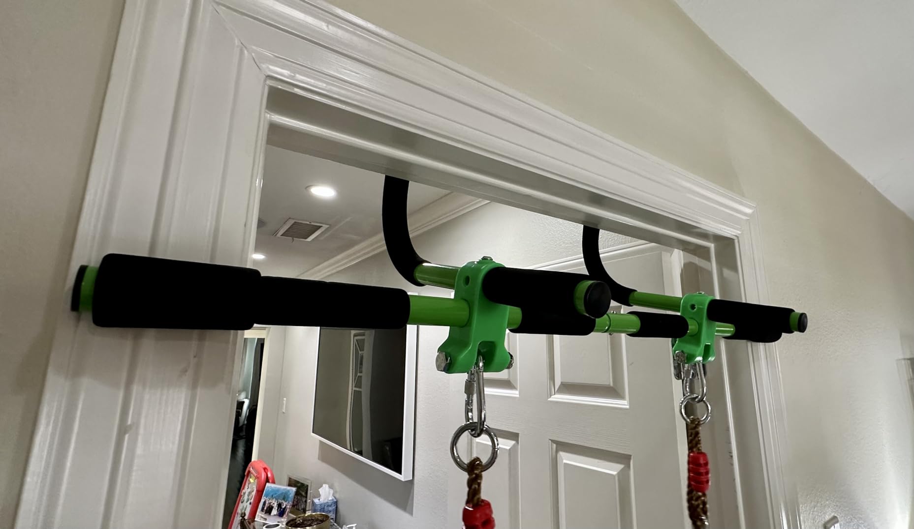 Doorway Swing Mount for Kids & Door Pull Up Bar for Adults, Indoor Kid Swing with 4 Accessories, Multi-Function Doorway Gym, Fits Door Frame 24.41-30.51'' W x 3.94-6.69'' Thickness (Orange) customer photo 1