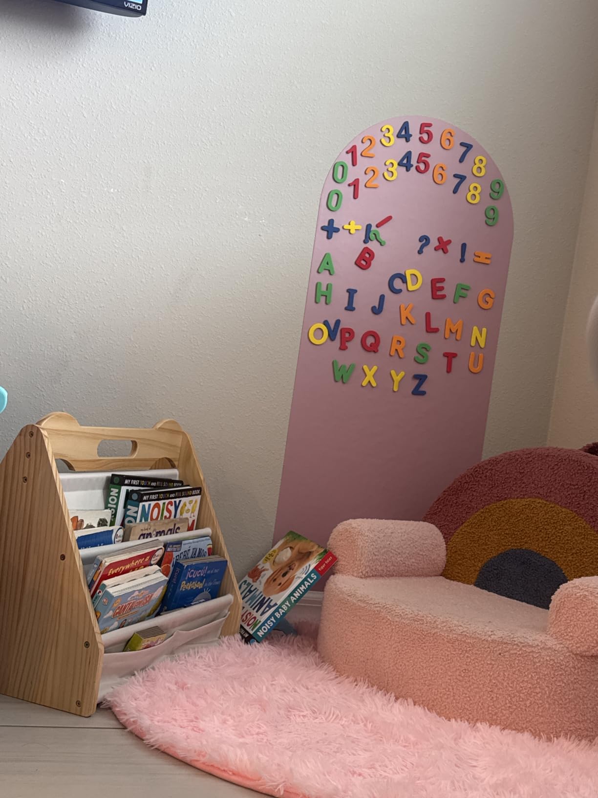 Solid Pine Wood Kids Bookshelf, Double-Sided Nursery Book Shelves, Portable Toddler Bookshelf, Montessori Bookcase, Book Shelf for Kids Rooms, Childrens Book Storage Display for Bedroom Classroom customer photo 1
